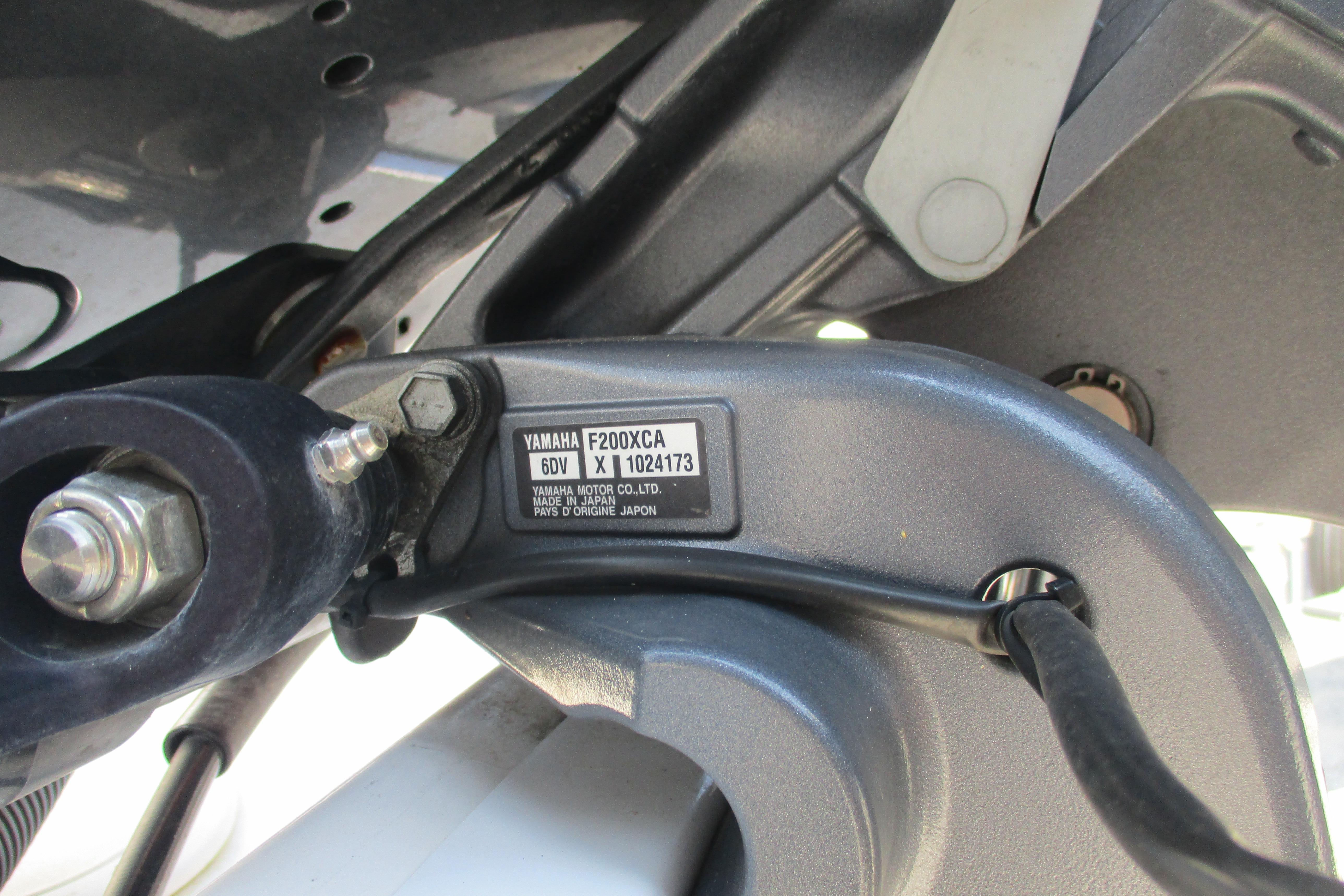 Close-up of Yamaha F200XCA engine part on 2024 Sea Fox 268 Commander boat.