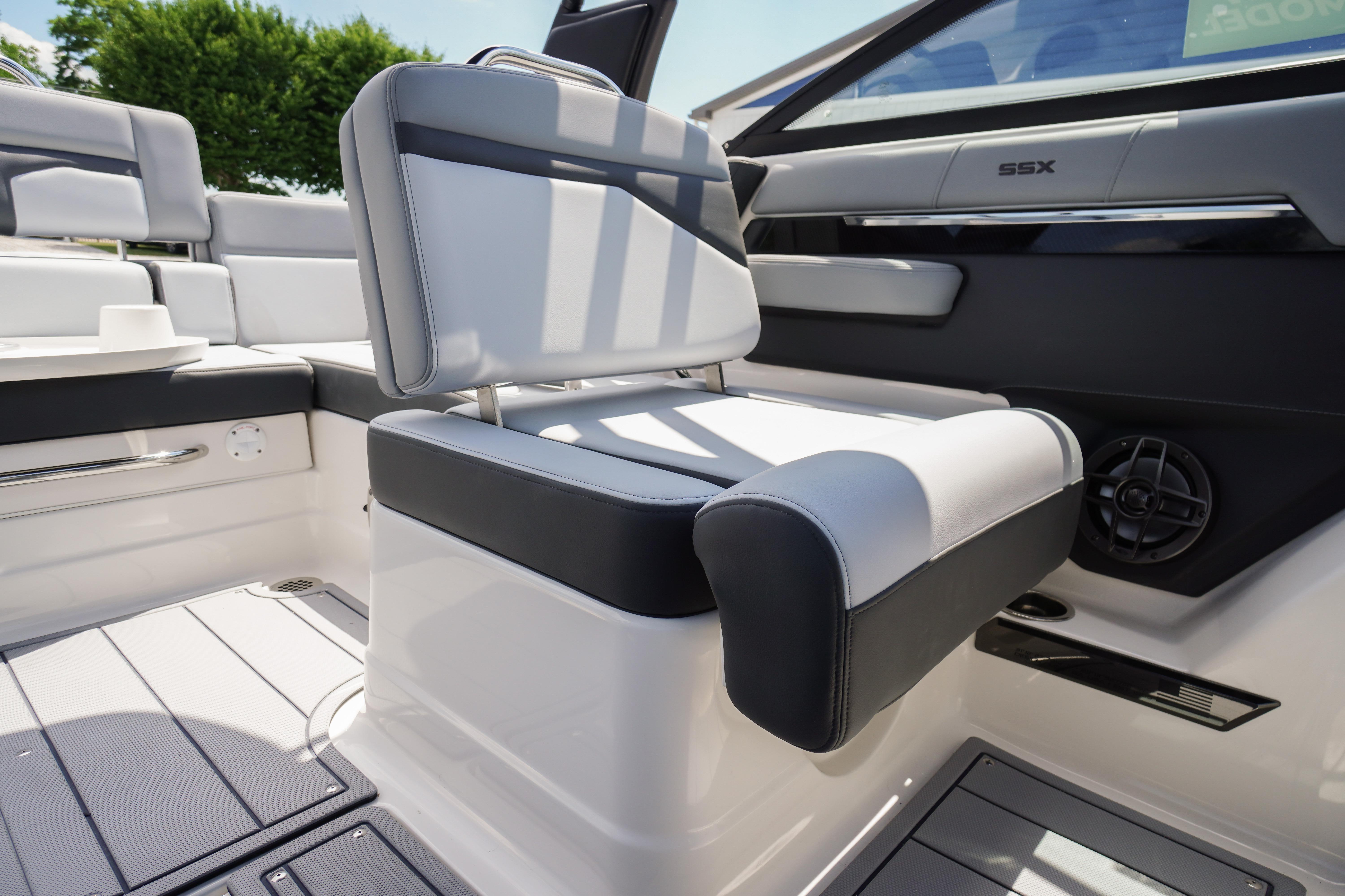 2026 Chaparral SSX 4 boat interior with modern seating and sleek design.