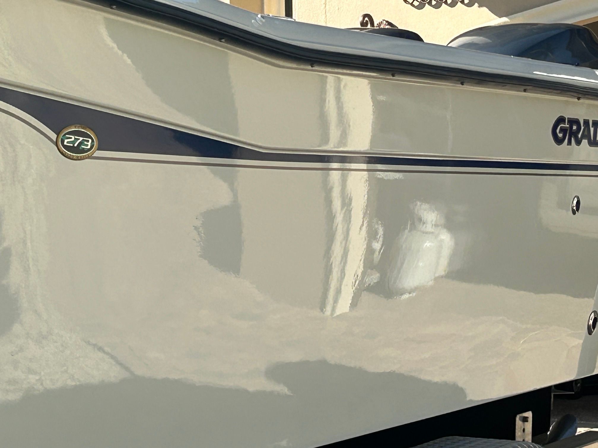 Close-up of a 2006 Grady-White Chase 273 boat.