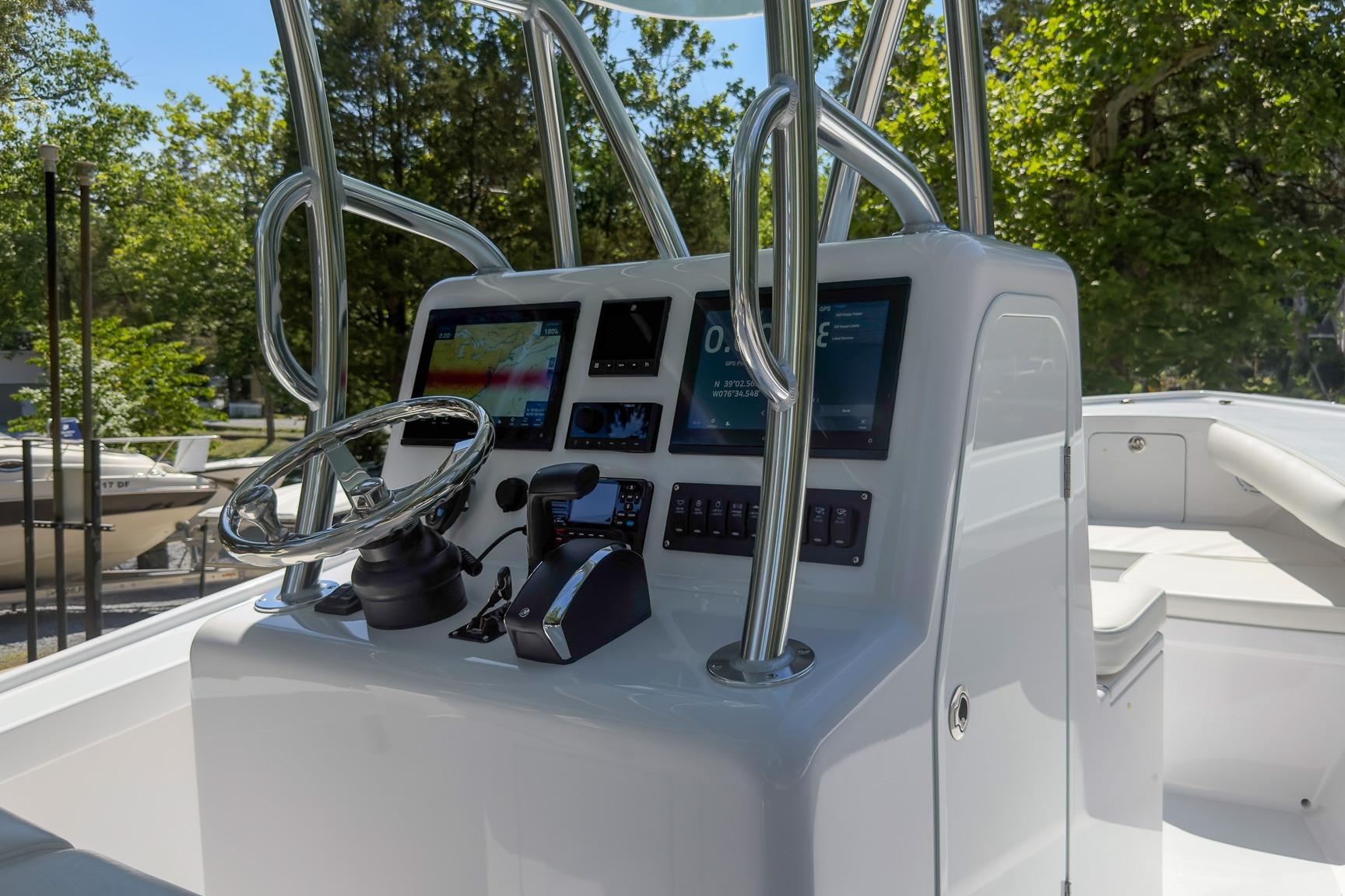 Modern Weaver 25 boat console with advanced navigation system, 2025 model.