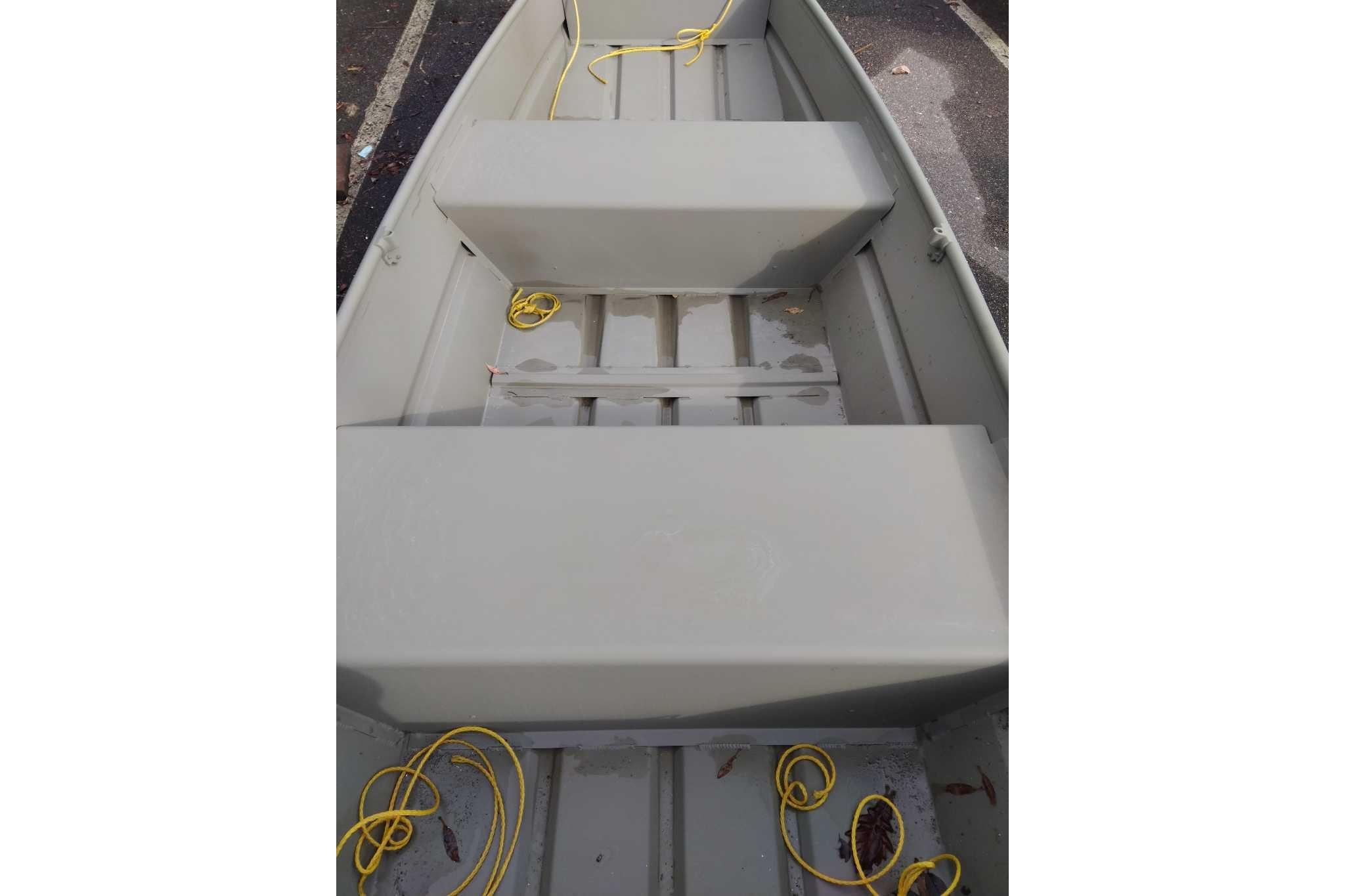 Interior view of Tracker Grizzly 12 Jon boat, year 2026.