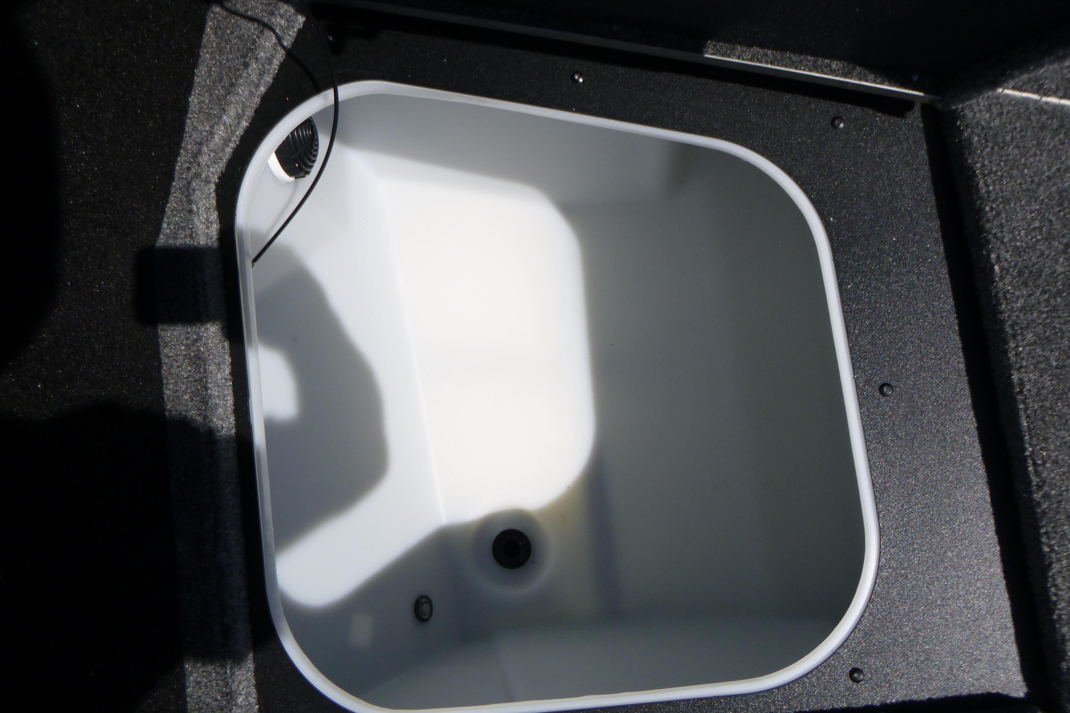 Livewell compartment in 2025 Alumacraft Trophy 185X Sport boat.