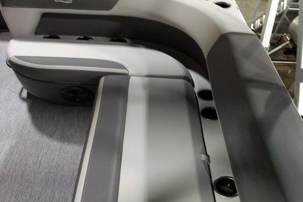 Interior seating of 2026 Sun Tracker Bass Buggy 18 DLX pontoon boat.