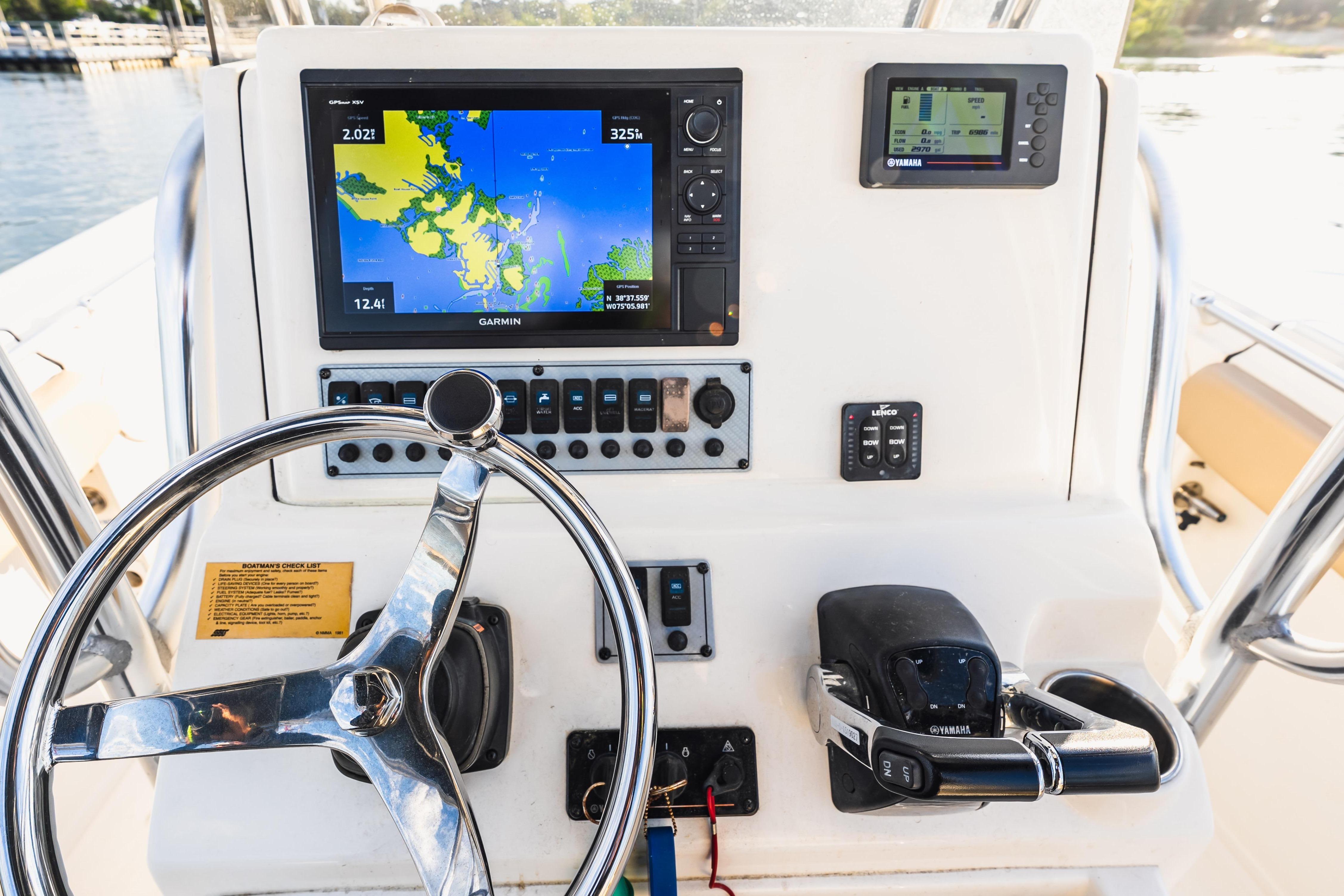 Key West 244 Center Console 2018 with Garmin navigation system.