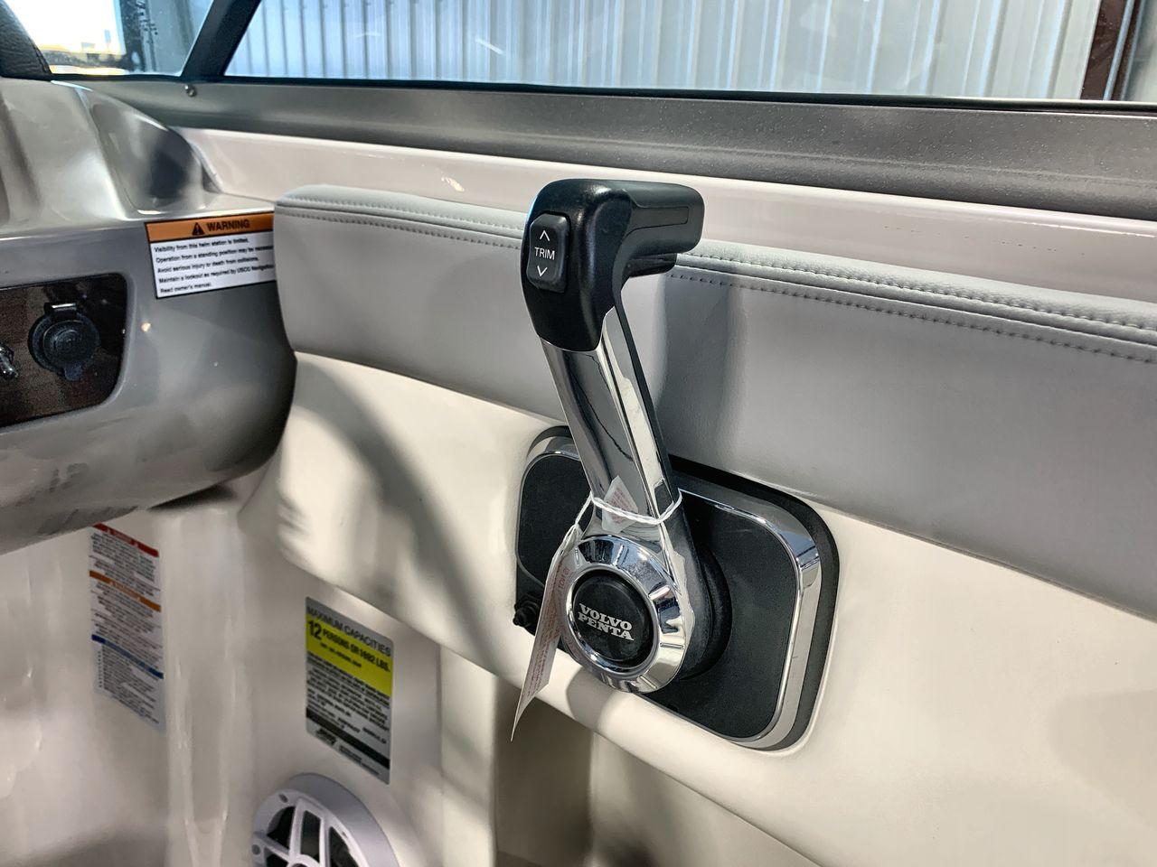 Throttle control of 2025 Chaparral 21 SSi boat with Volvo Penta branding.