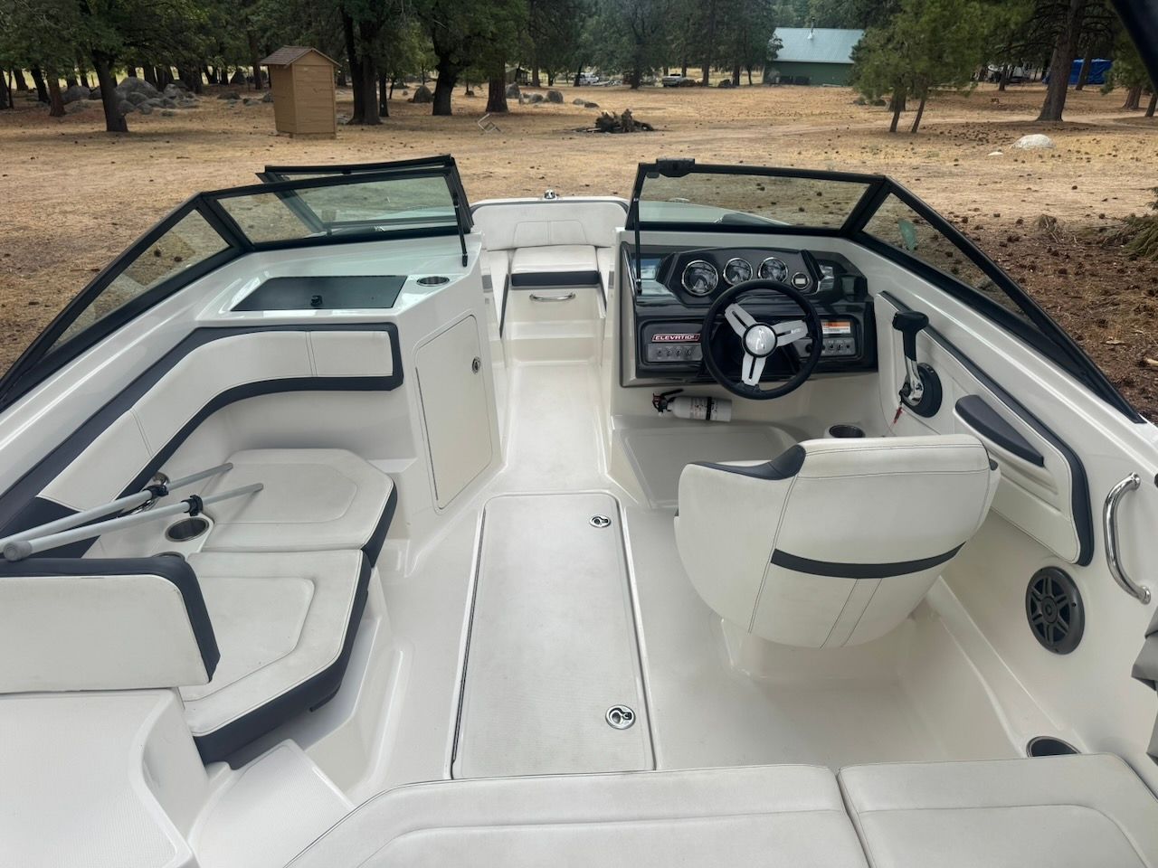 Interior view of a 2016 Sea Ray SPX 190 Outboard boat.