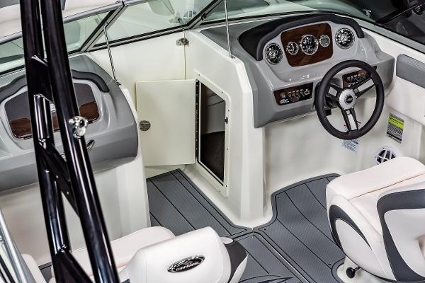 Manufacturer Provided Image: Interior of 2025 Chaparral 21 SSi boat, featuring sleek dashboard and comfortable seating.
