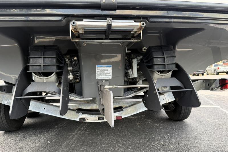 Rear view of a 2017 Yamaha Boats SX210, showcasing dual jet propulsion system.