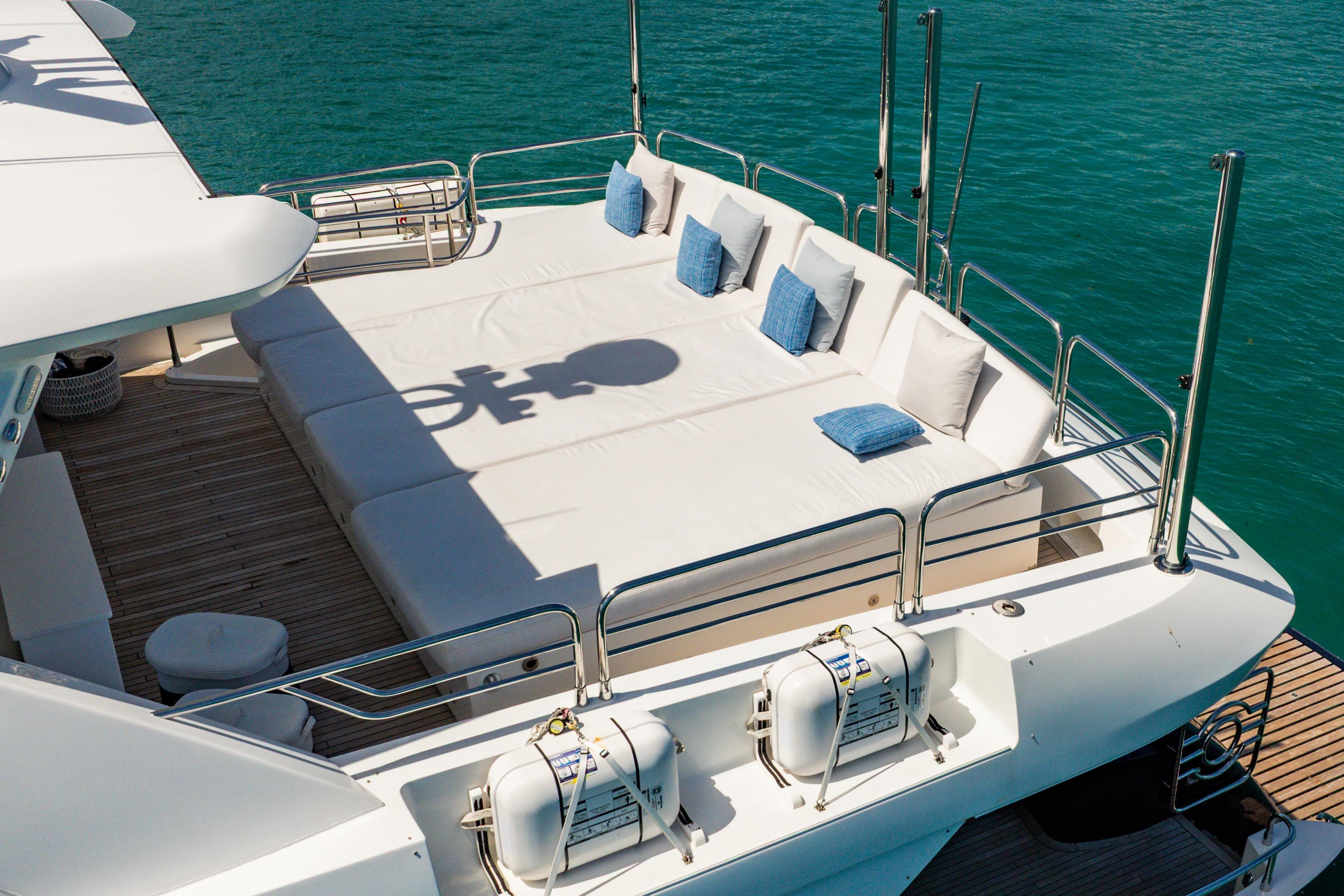 Luxurious Sunseeker 34 Metre Yacht 2011 with spacious sun deck and cushions.