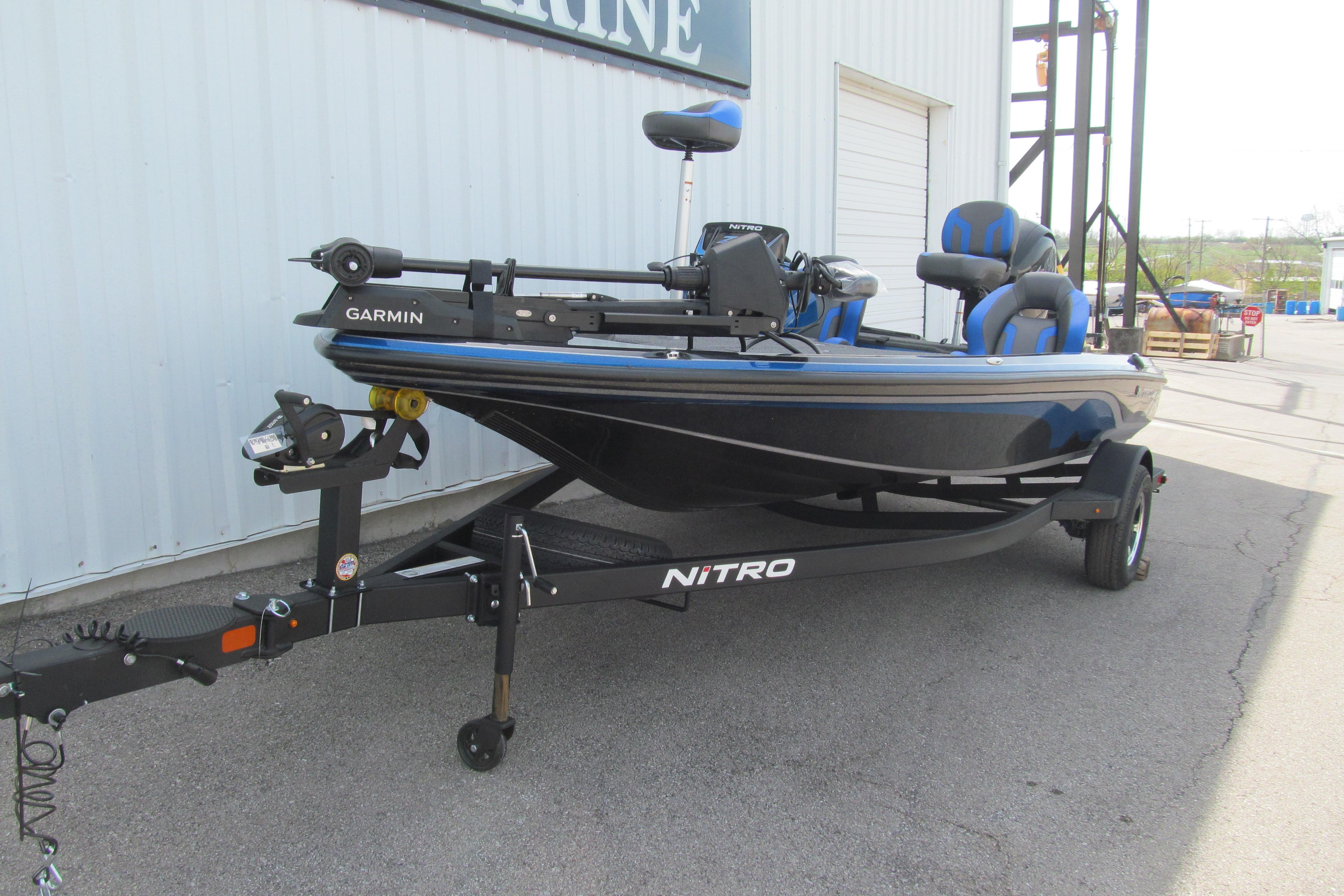 2026 Nitro Z18 Pro fishing boat with Garmin equipment on trailer.