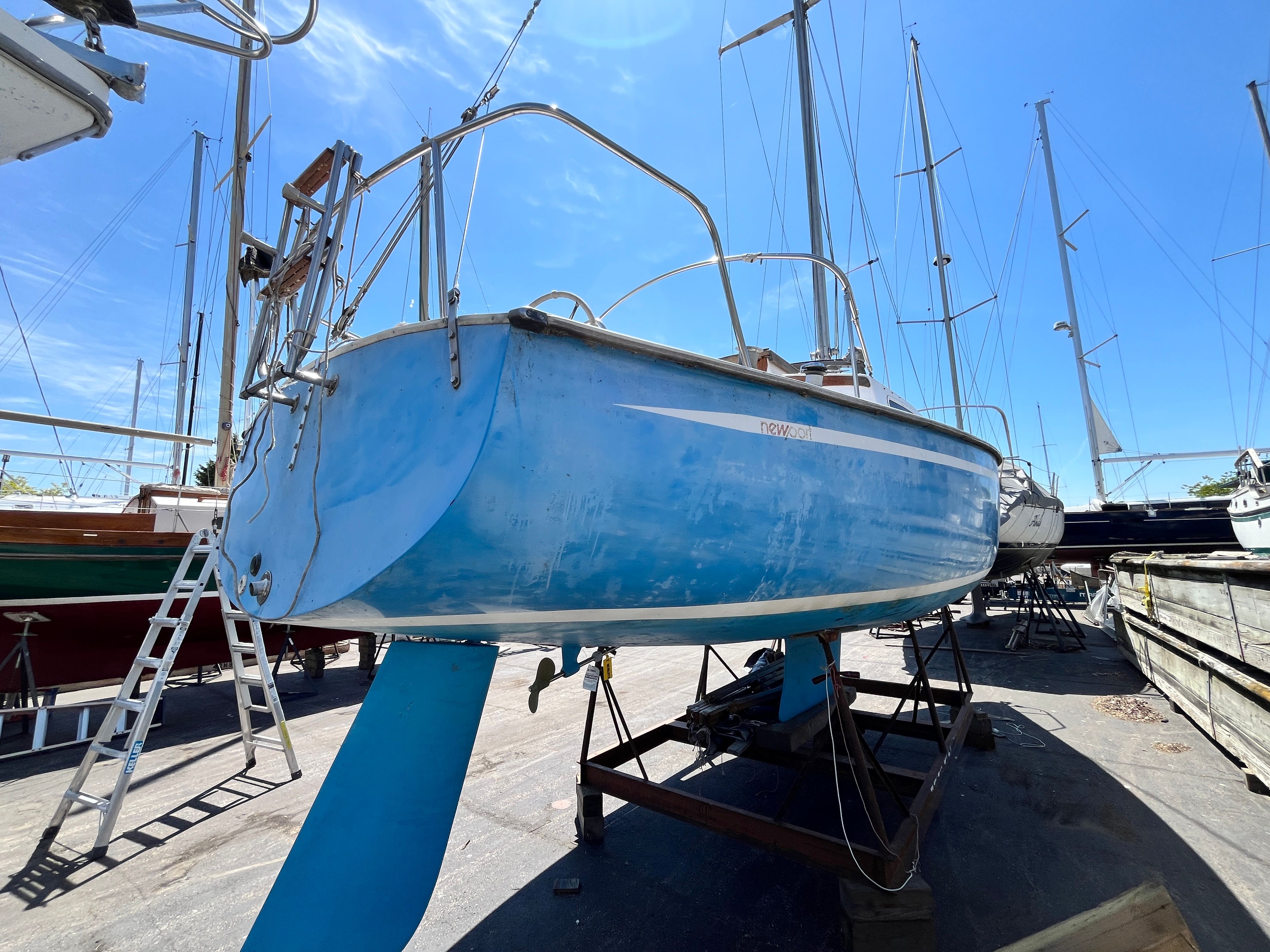 1974 Capital Newport 30 MKII sailboat on a dry dock.