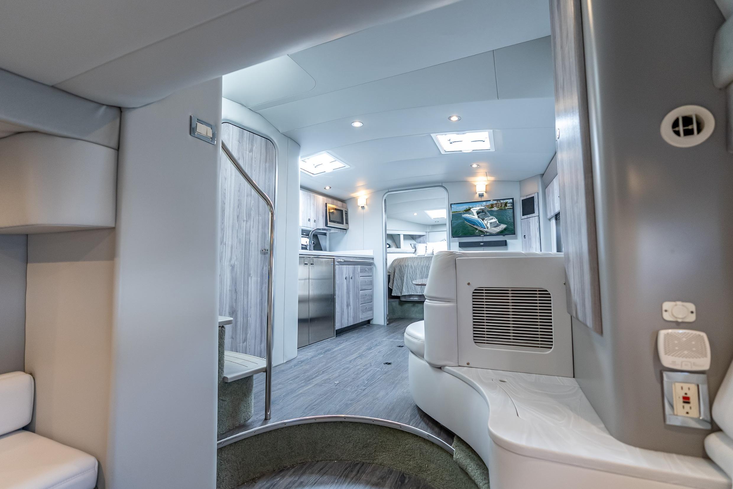 Luxurious interior of 2022 Formula 40 Performance Cruiser with modern amenities and sleek design.