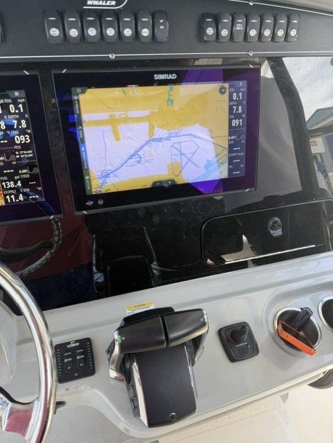 Navigation system on a 2023 Boston Whaler 330 Outrage boat.