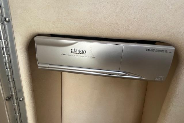 Clarion audio system in 2003 Sea Ray 260 Sundancer boat interior.