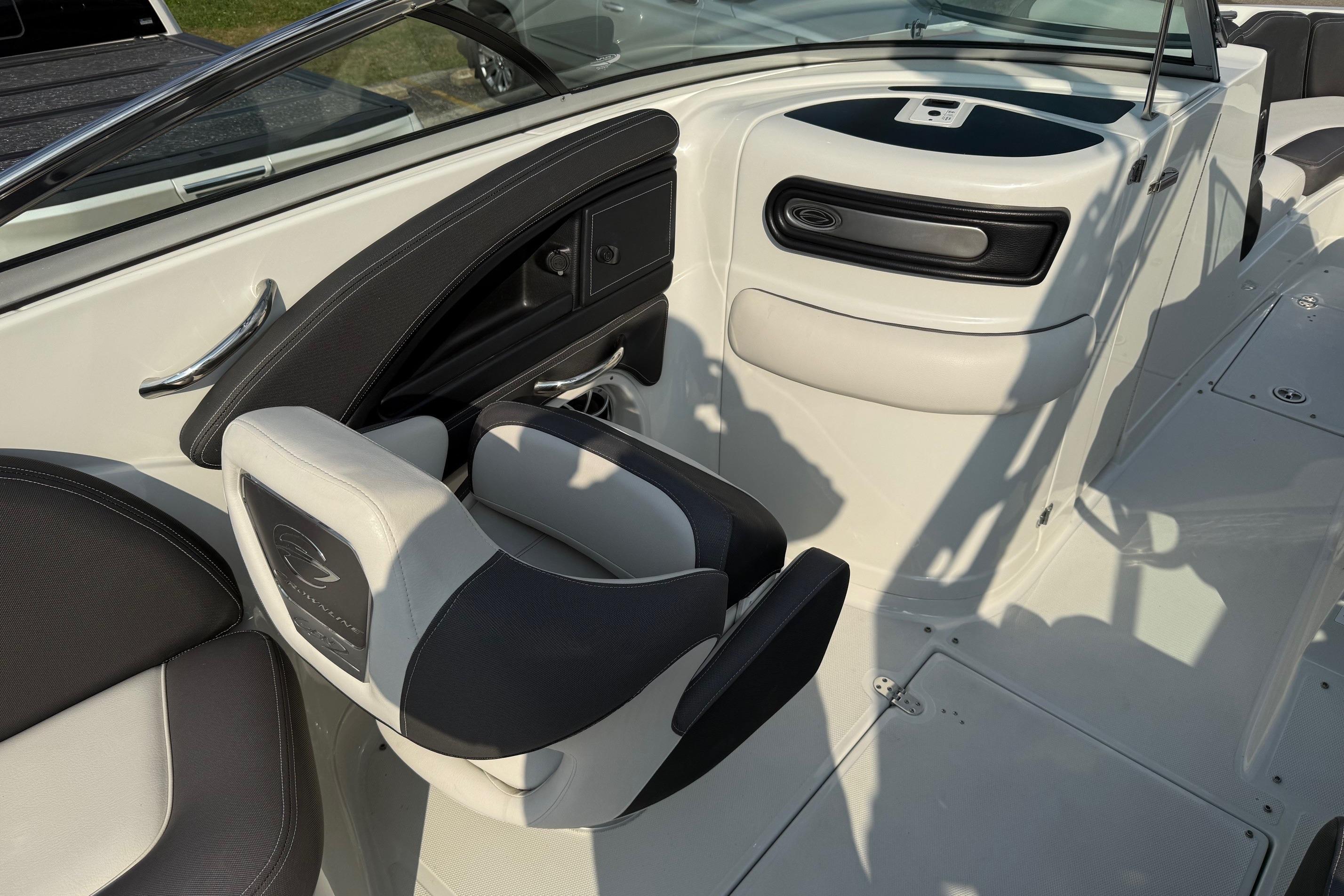 2023 Crownline 260 SS boat interior with sleek seating and modern design.
