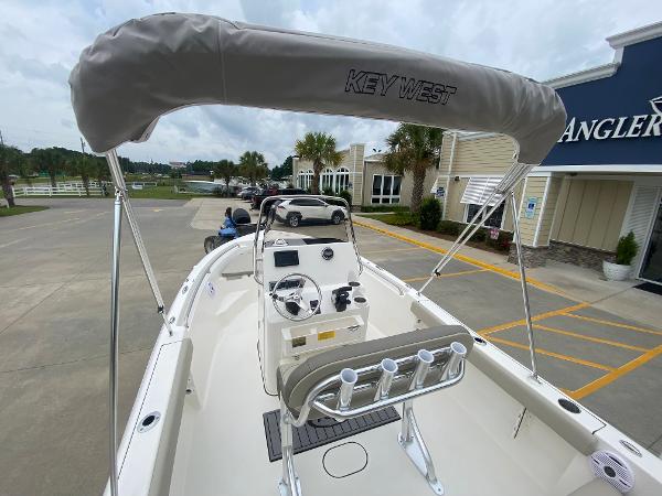 2024 Key West 189 FS boat with bimini top and center console.