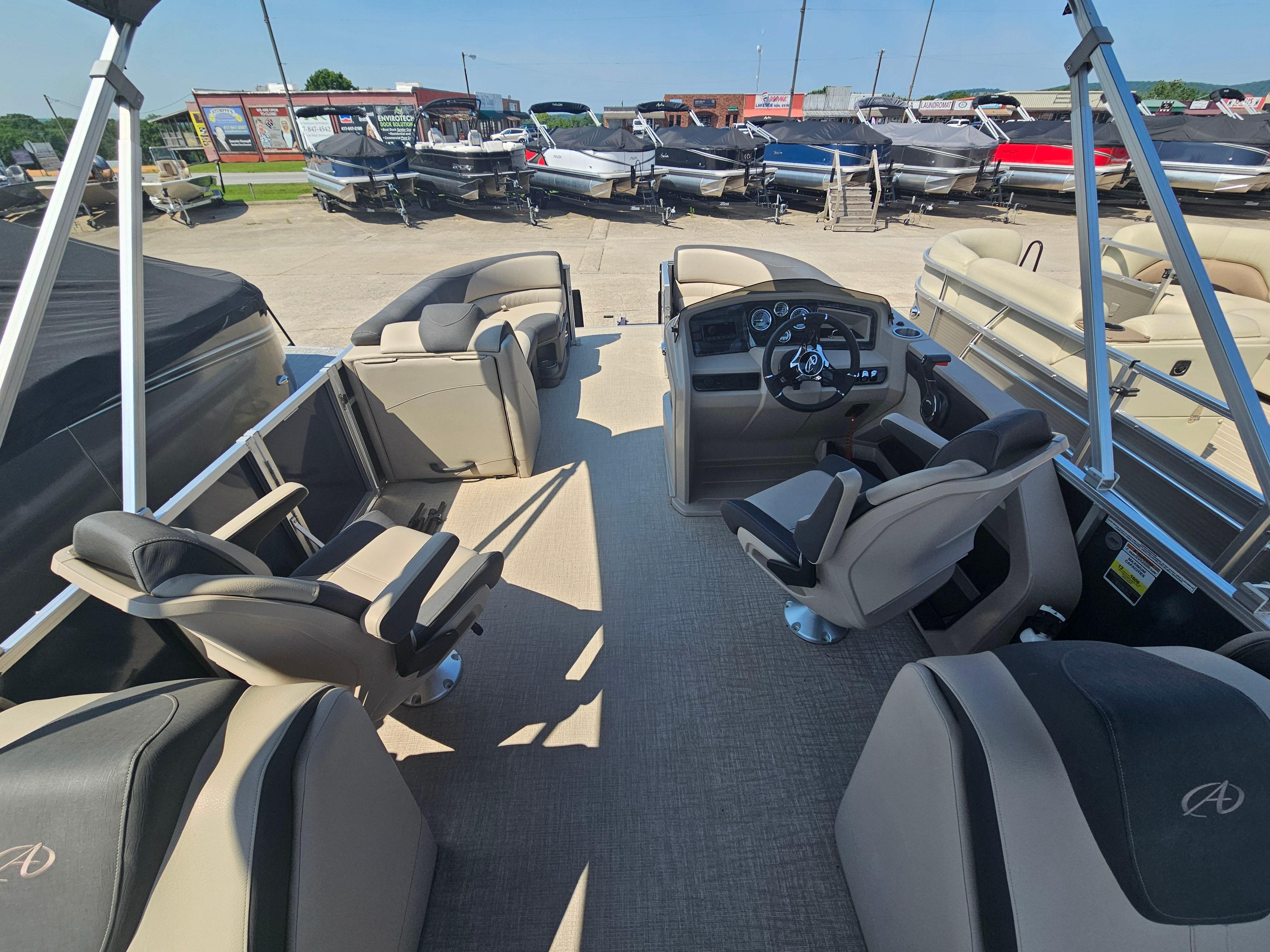Interior view of 2024 Avalon LSZ 2385 QL pontoon boat.