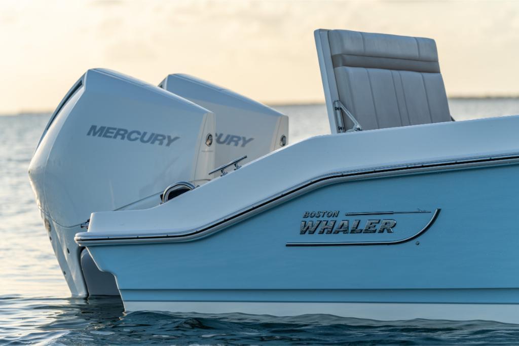 2024 Boston Whaler 280 Dauntless with twin Mercury engines on the water.