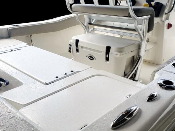 2025 Key West 179 FS boat interior with seating and storage.