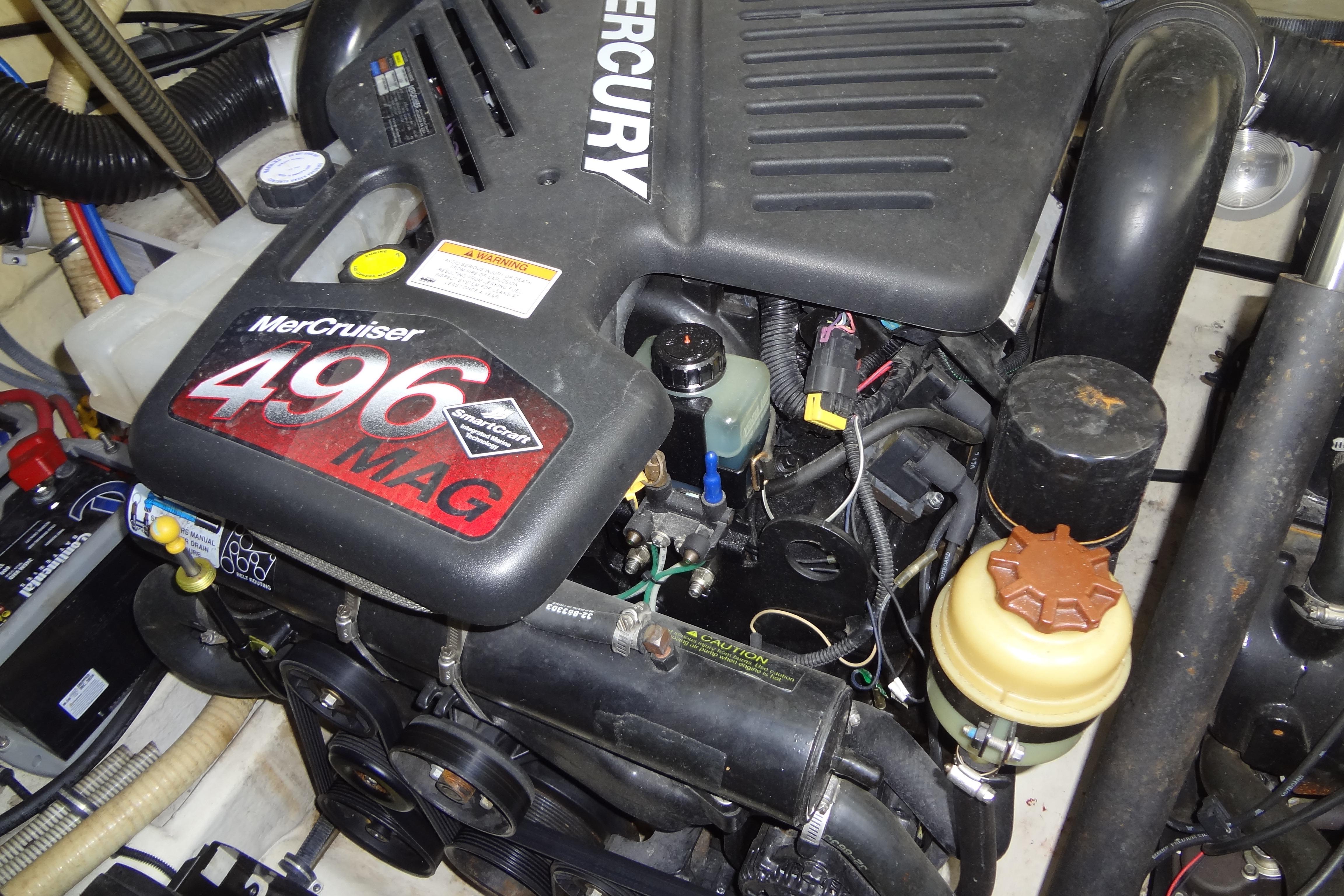Engine of a 2007 Formula 34 Performance Cruiser with MerCruiser 496 MAG.