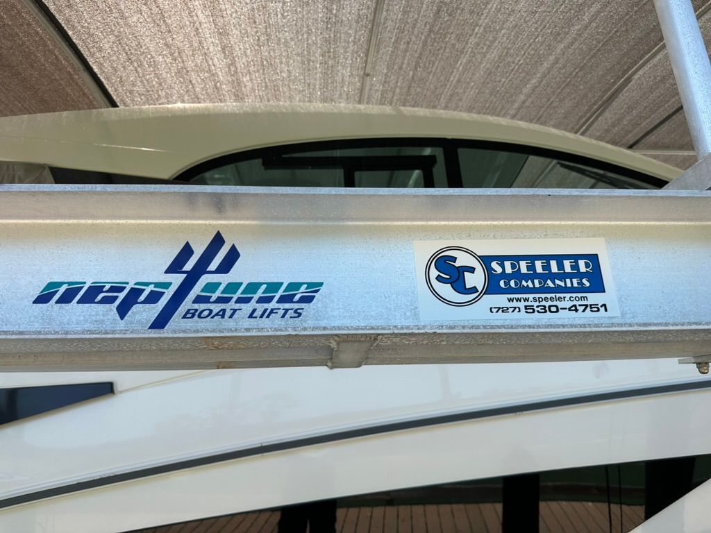 Neptune boat lift with Speeler company logo, Beneteau Gran Turismo 32, 2024.