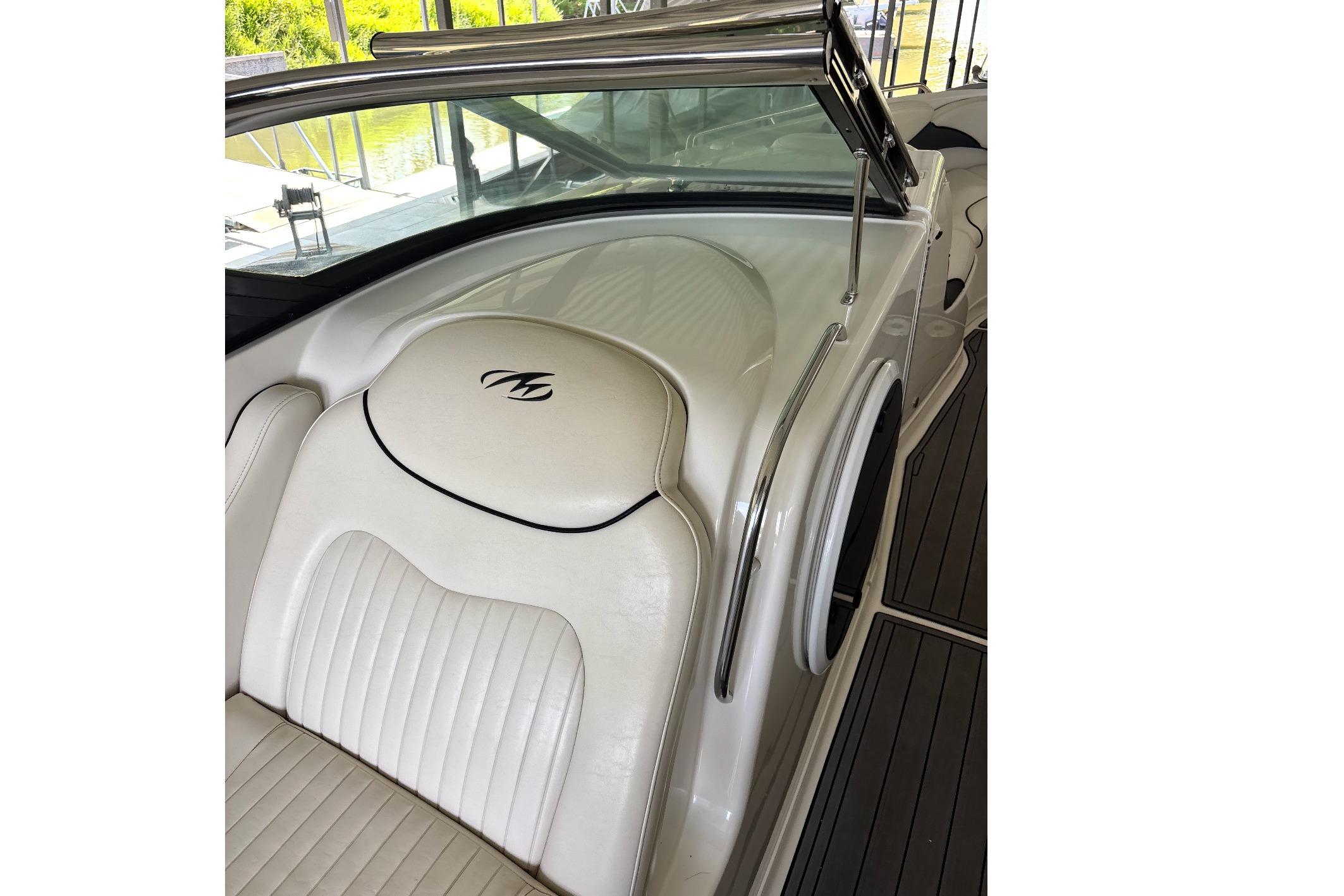 2007 Monterey 298SSX Super Sport boat interior with white seating and sleek design.