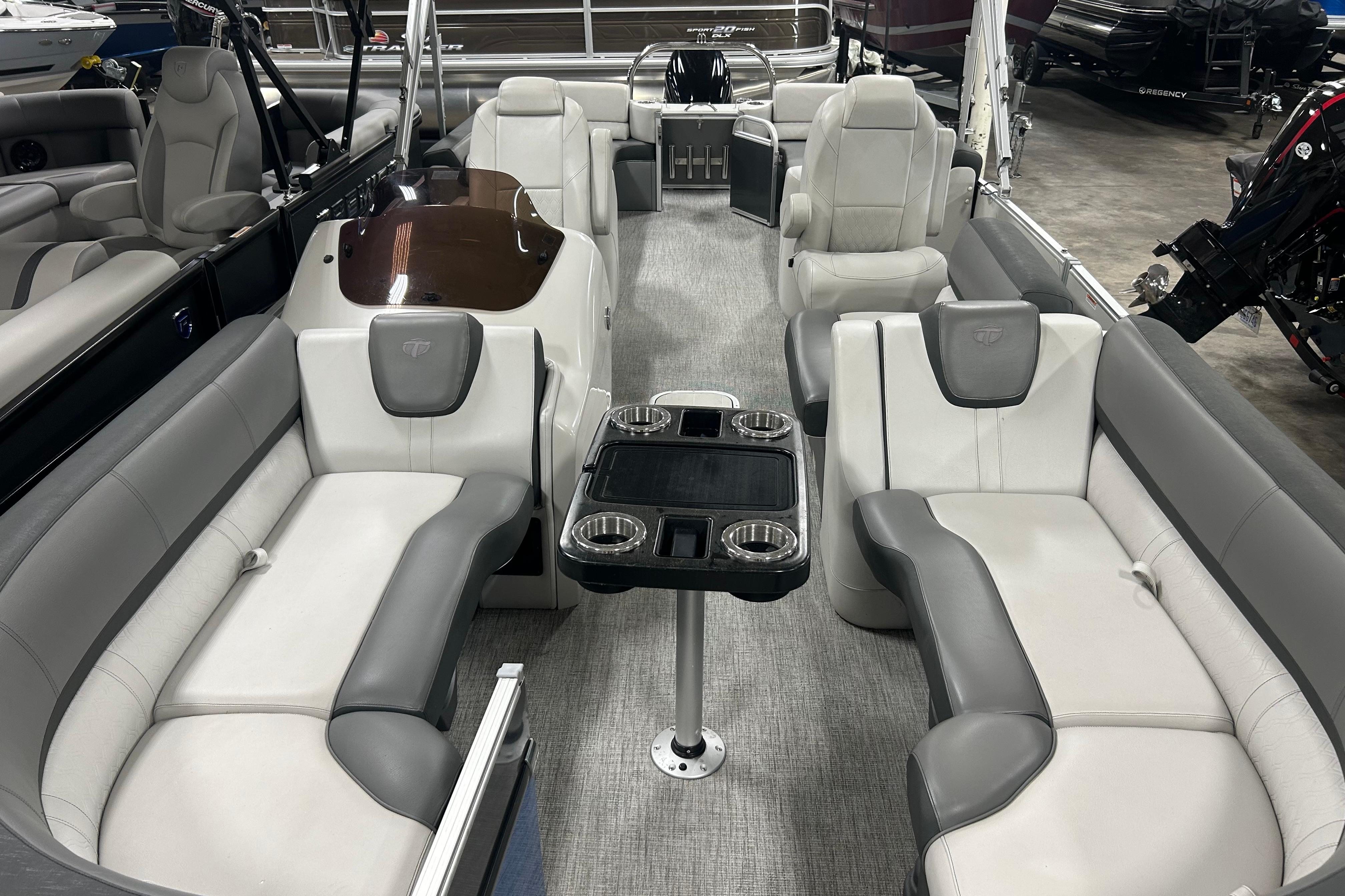 2022 Tahoe Pontoon Cascade Quad Lounger with luxurious seating and modern design.