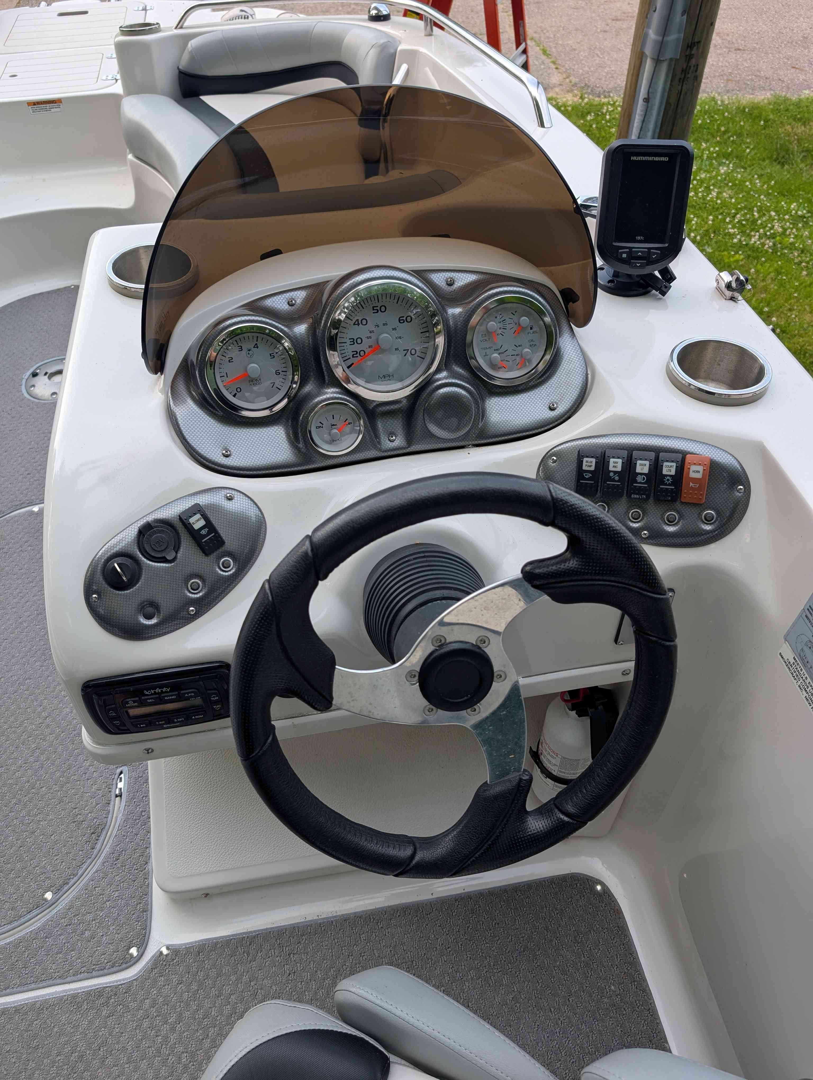 Dashboard of a 2015 Starcraft 2000 boat.