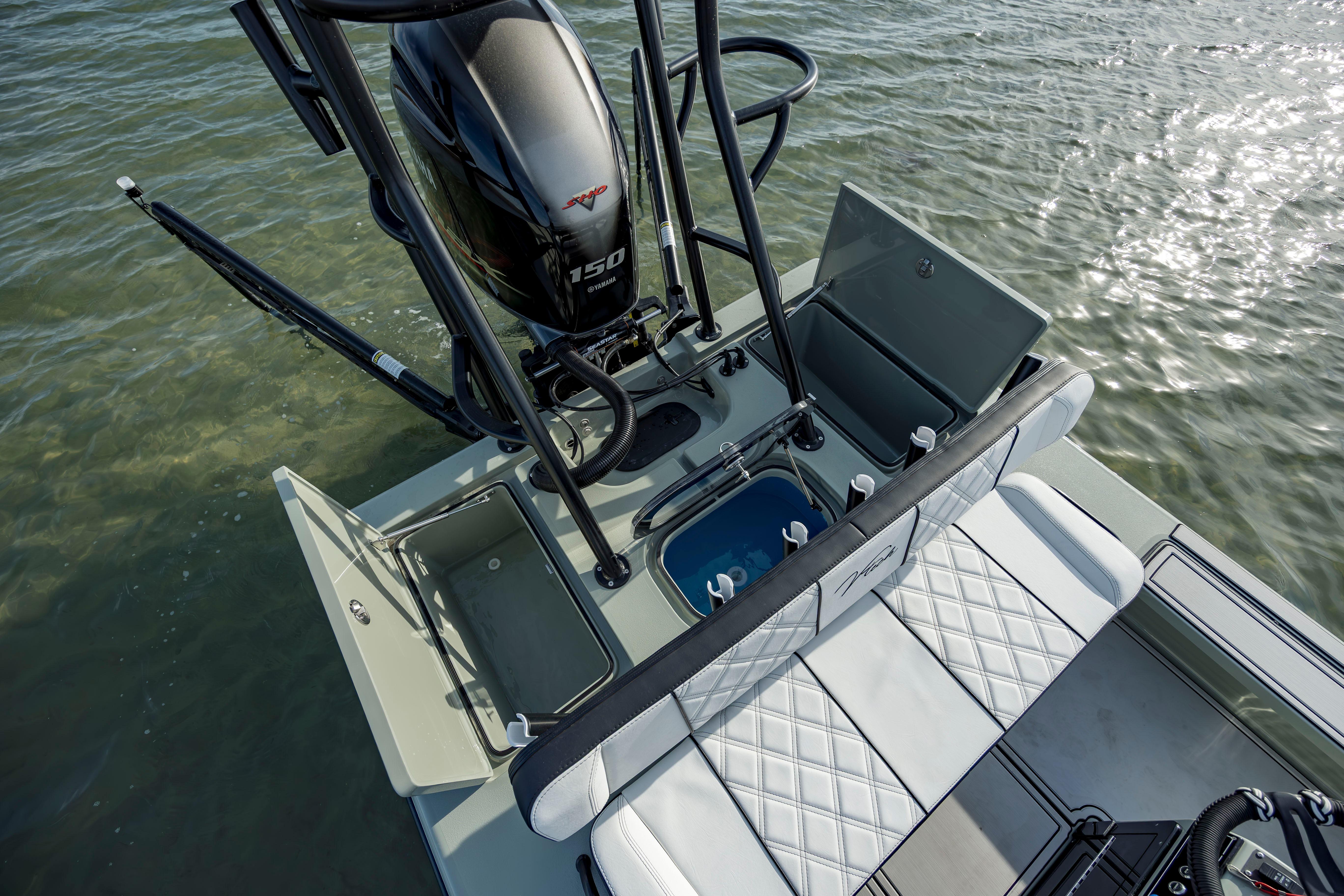 Vtech 18 boat, 2025 model, featuring Yamaha 150 engine and spacious seating on water.
