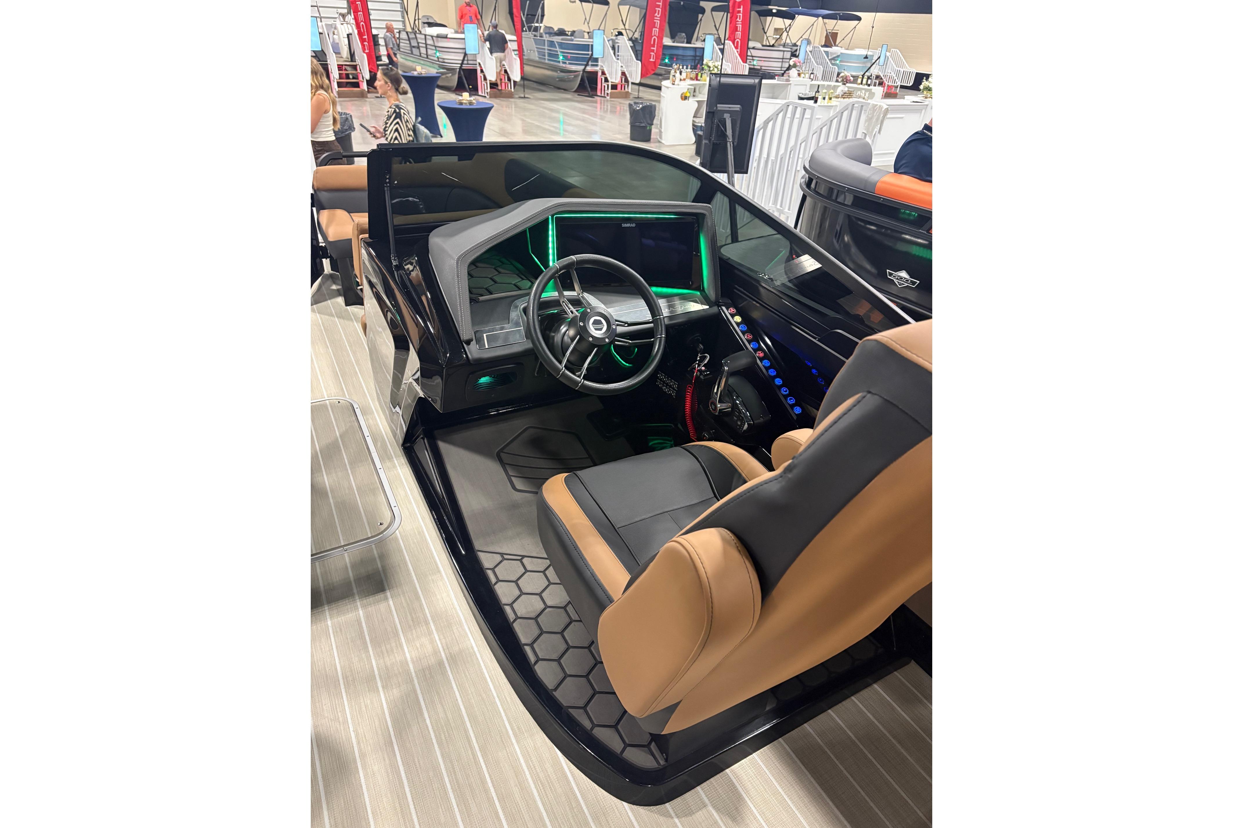 Modern 2026 South Bay Sport RS9 DC boat cockpit with sleek design and advanced controls.