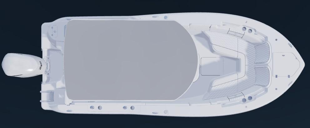 Top view of 2026 Sea Fox 228 Commander boat, showcasing spacious deck layout.