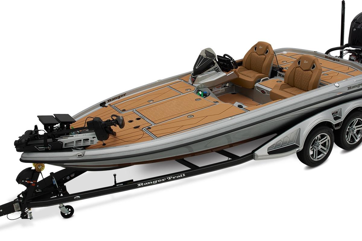 Manufacturer Provided Image: 2026 Ranger Z520R Ultra fishing boat with dual seats and advanced equipment on trailer.