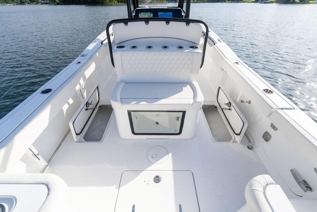 Manufacturer Provided Image: 2026 Sea Hunt Gamefish 27 Coffin Box boat interior, featuring spacious seating and storage compartments.