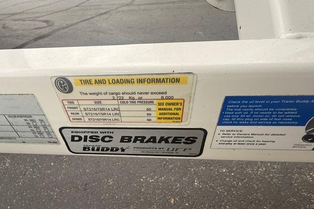 Tire and loading information label on a 2007 Regal 2200 Bowrider trailer.
