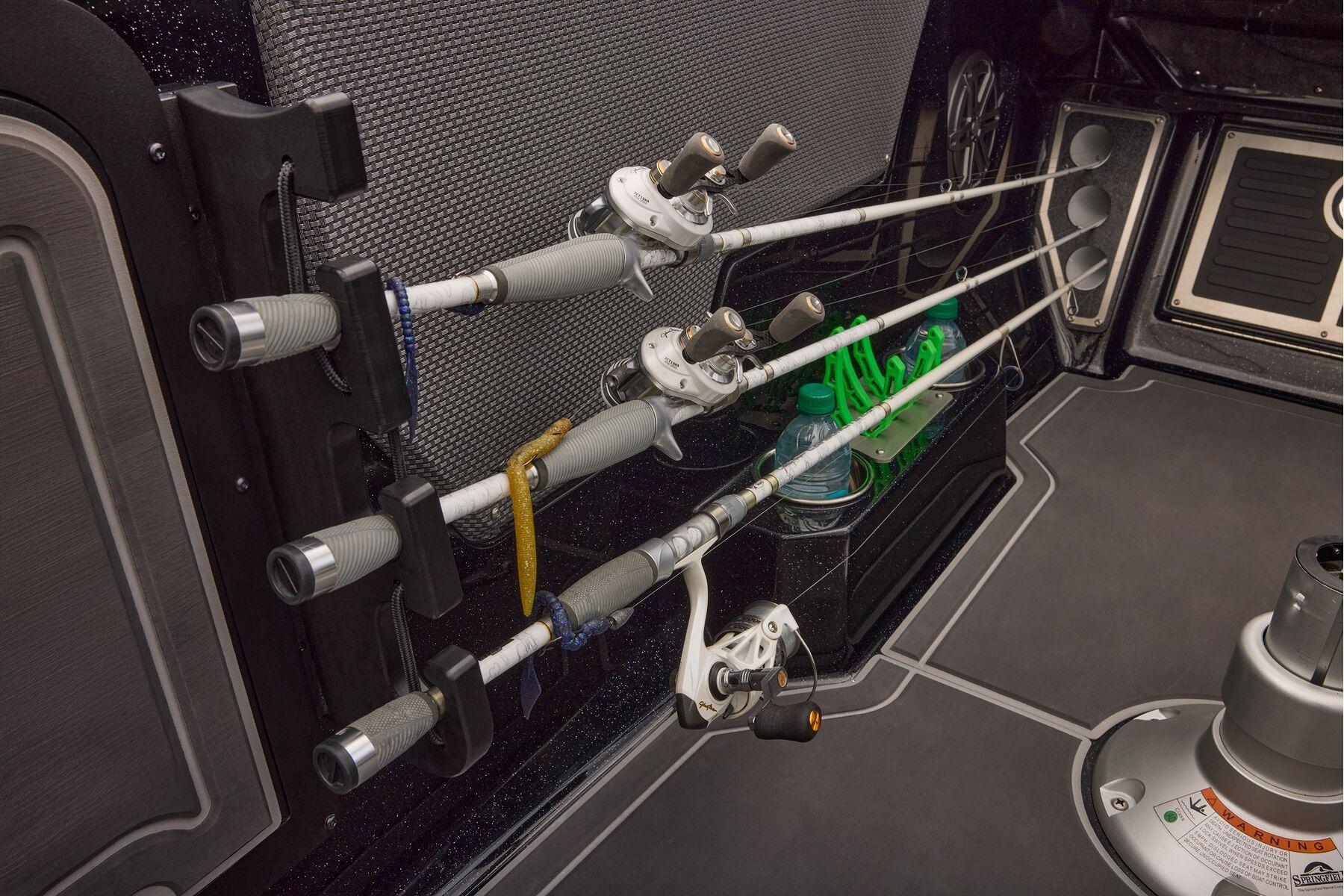Manufacturer Provided Image: Fishing rods stored in a 2026 Ranger 620xFS Pro boat interior.