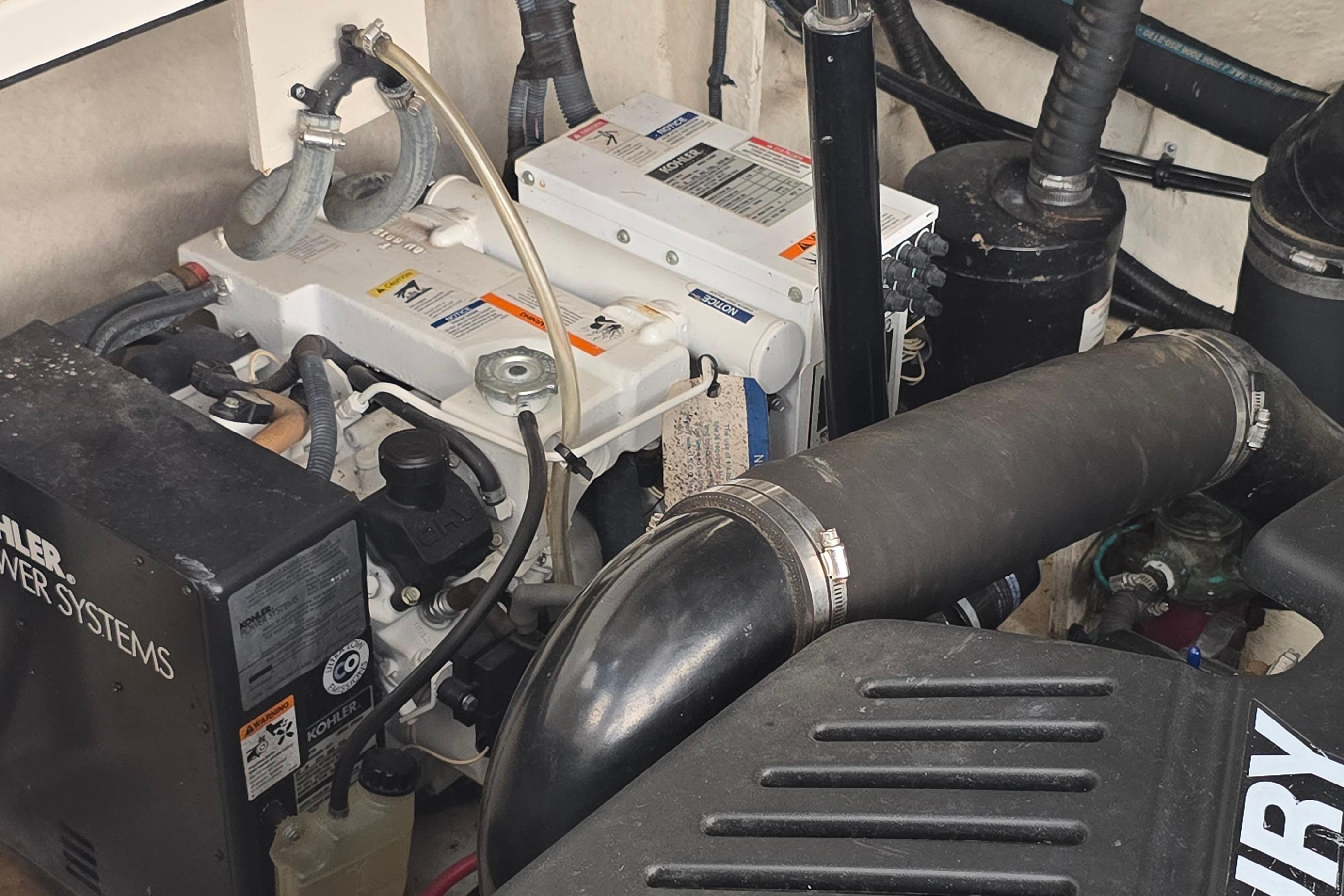 Engine compartment of a 2007 Sea Ray 340 Sundancer with Kohler power systems.