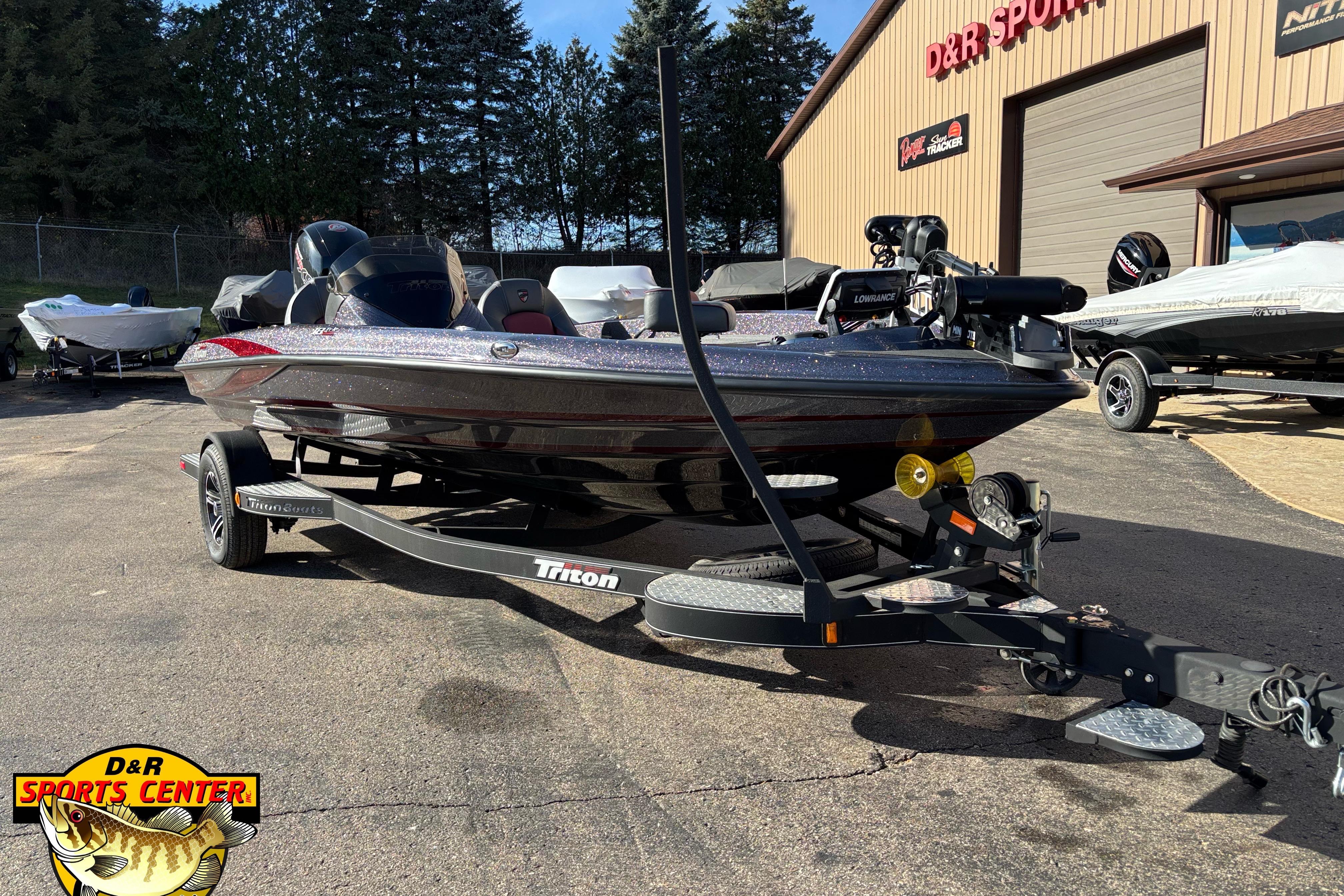 2025 Triton 18 TrX boat on trailer at D&R Sports Center.