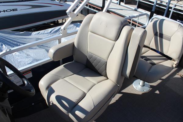 2024 Sun Tracker BB18 boat seats, beige upholstery, modern design.