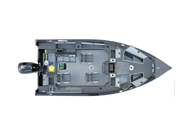 Manufacturer Provided Image: 2025 Lund 1875 Pro Guide boat interior, top view, showcasing seating and layout.