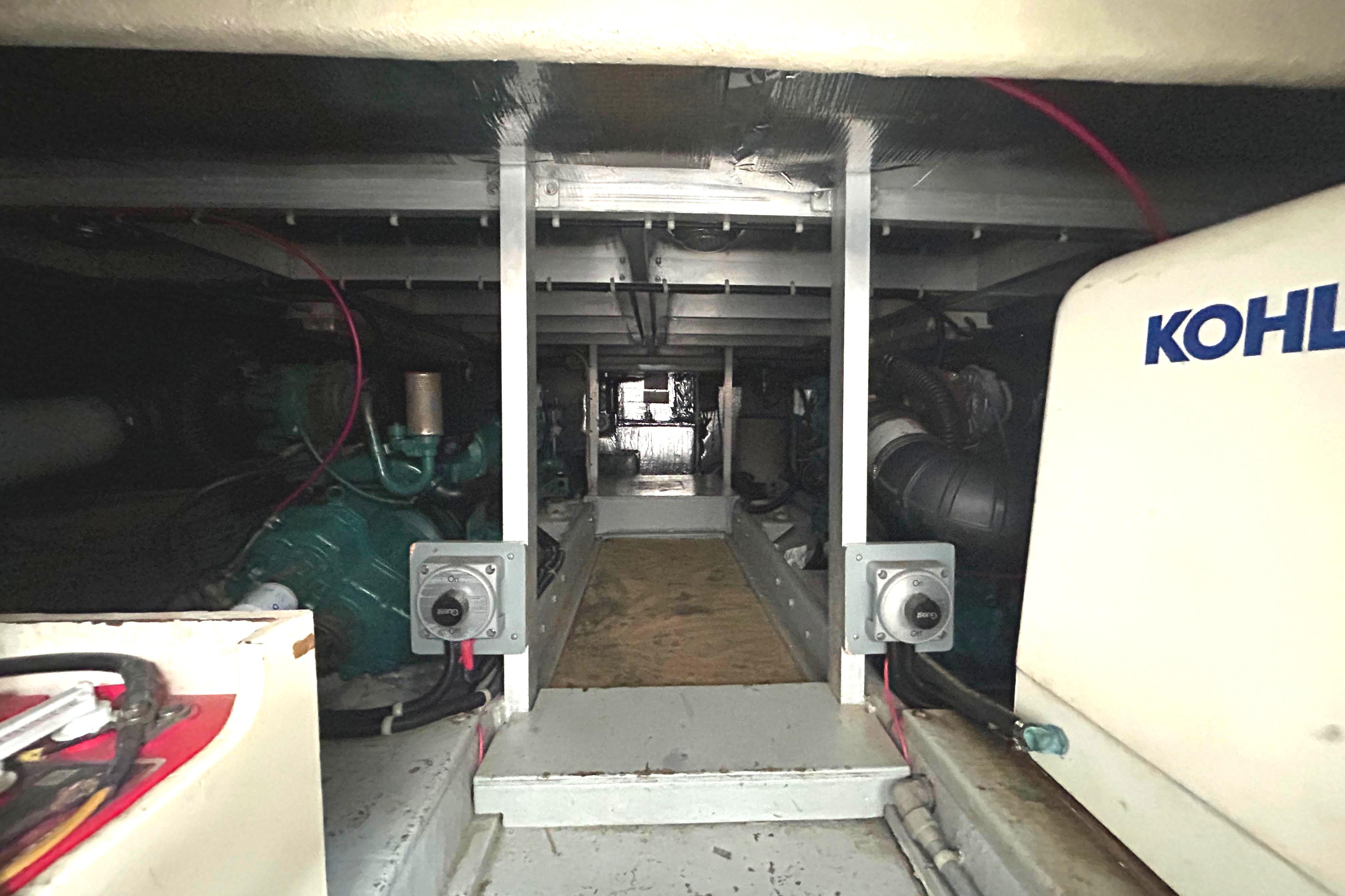 Engine room of 1996 Navigator 53 Classic yacht with Kohler generator.