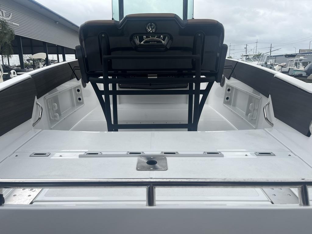 2022 Scarab 255 Open ID boat interior with seating and storage compartments.