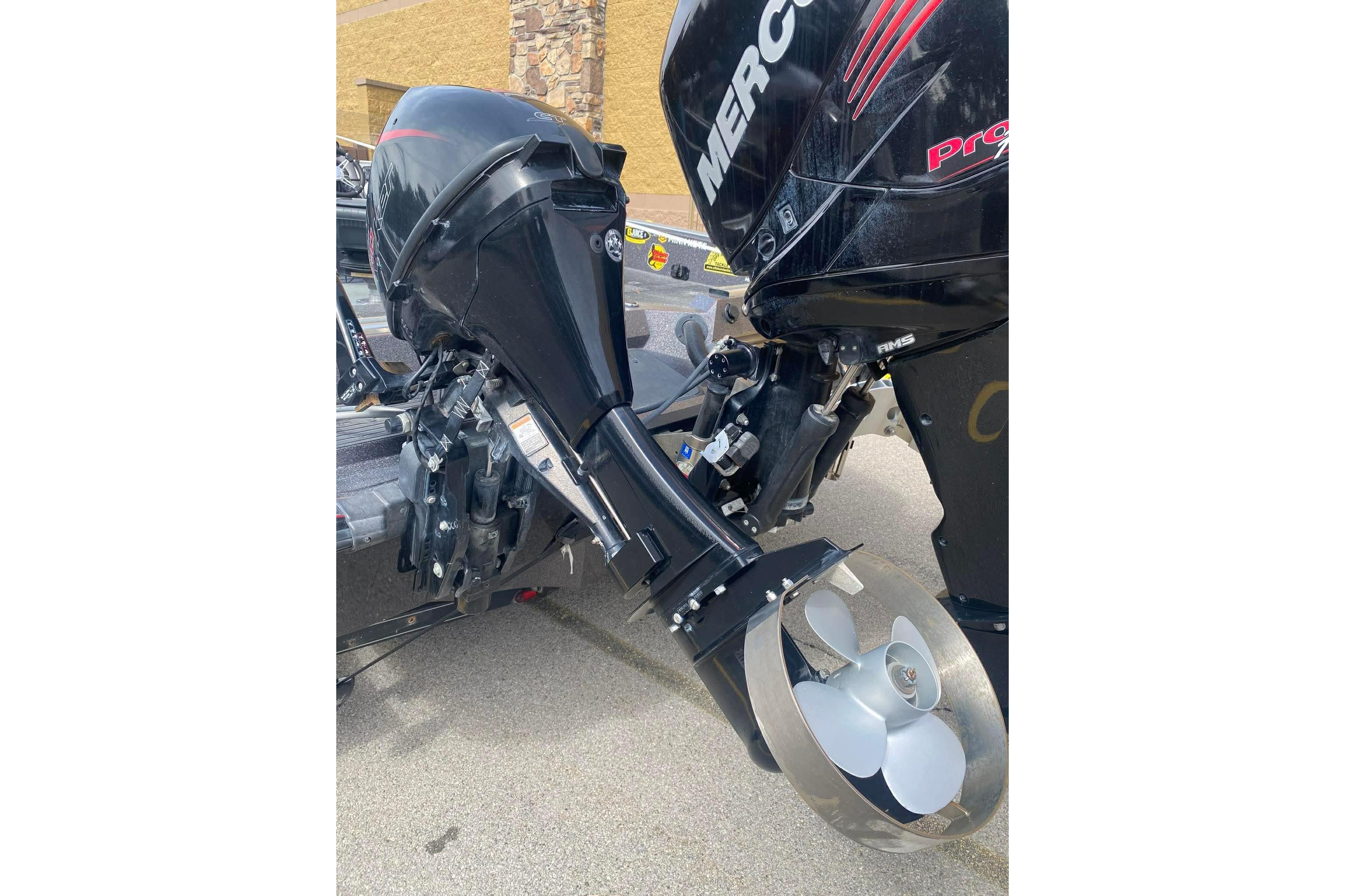 2017 Ranger 621FS Fisherman boat with Mercury outboard motor, showcasing propeller detail.