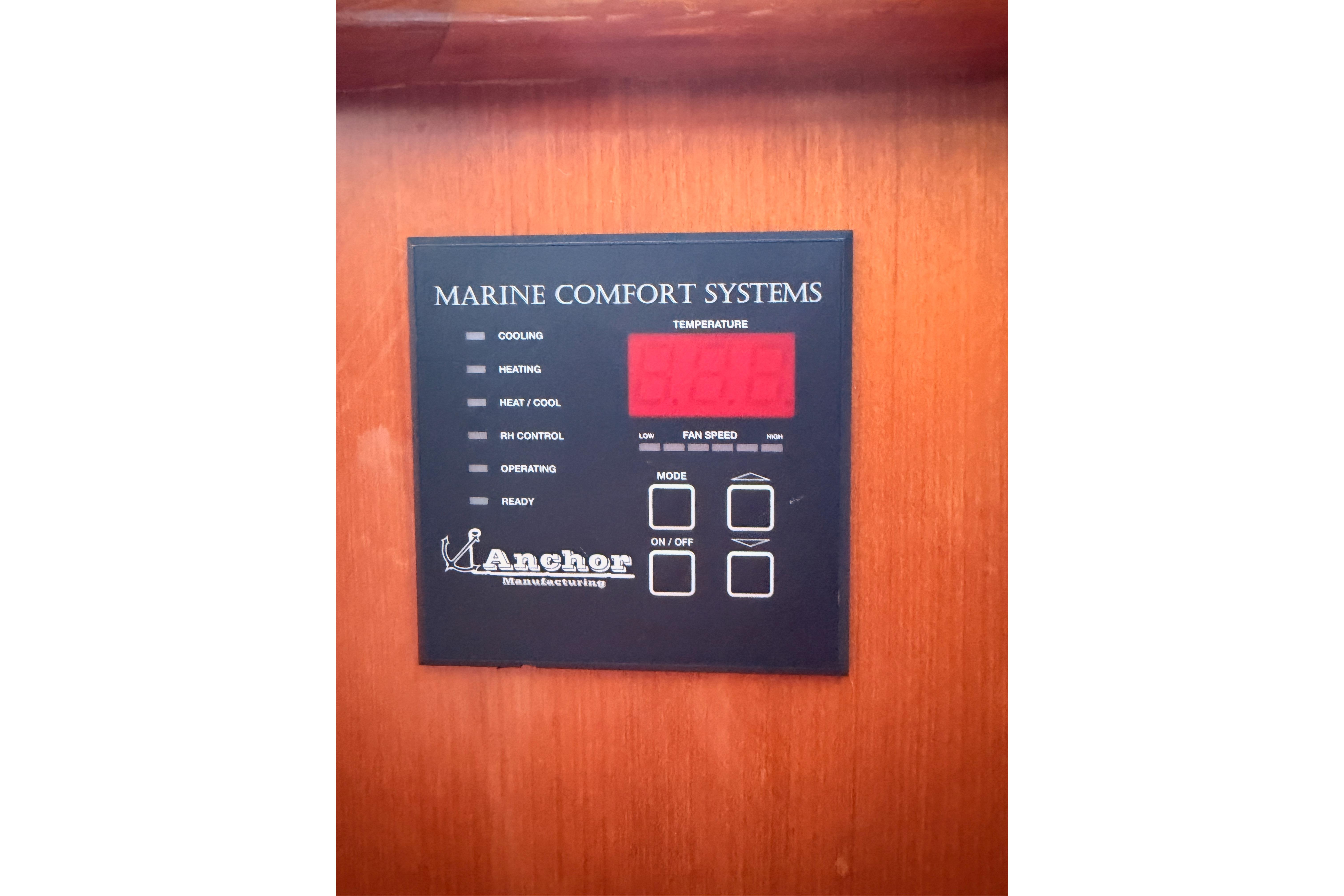 Marine Comfort Systems control panel on Hylas 51 yacht, 1991 model.