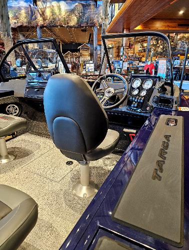 2023 Tracker Targa V-18 WT boat interior with dashboard and seating.