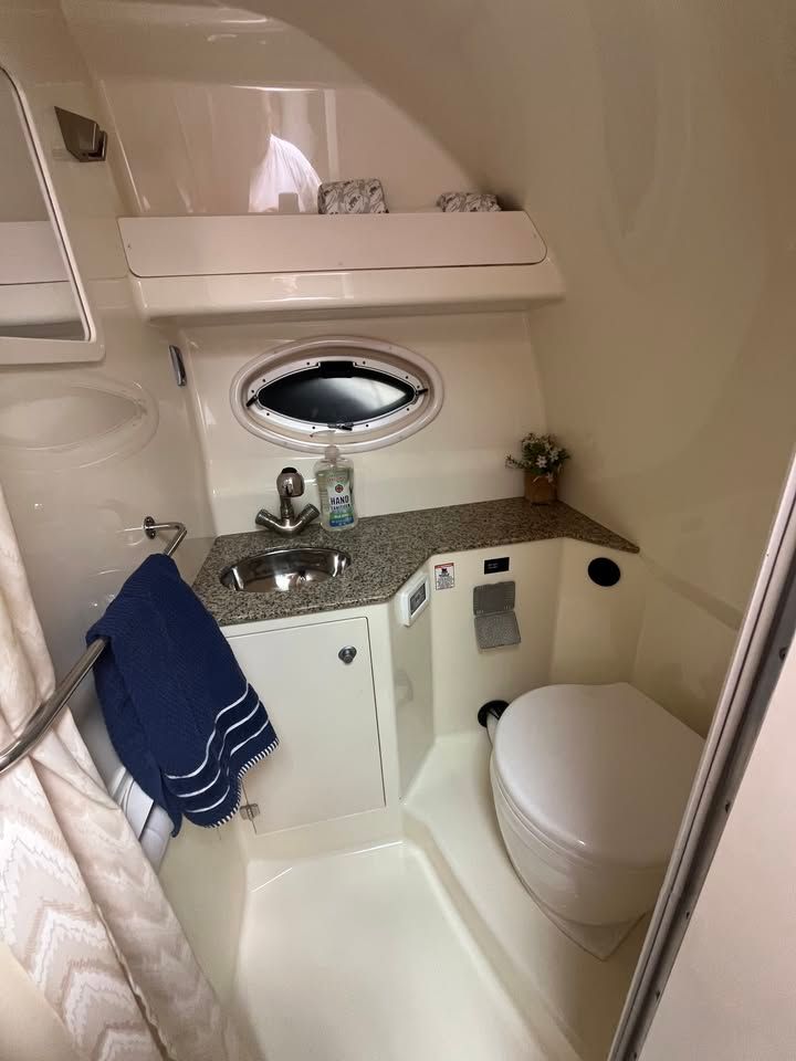 Bathroom in 2011 Monterey 280SCR boat.
