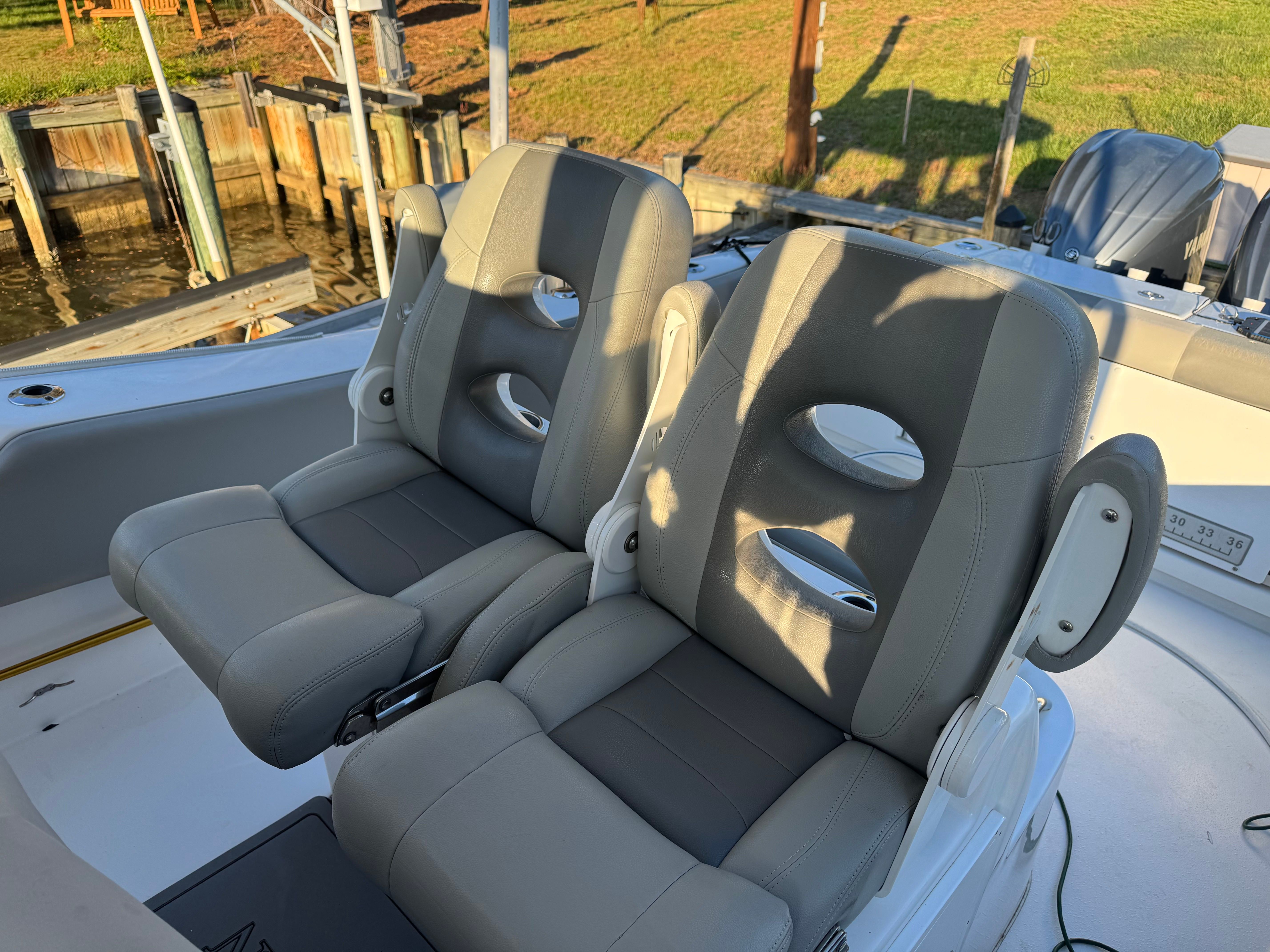 2021 Cape Horn 32 XS boat seats in sunlight.
