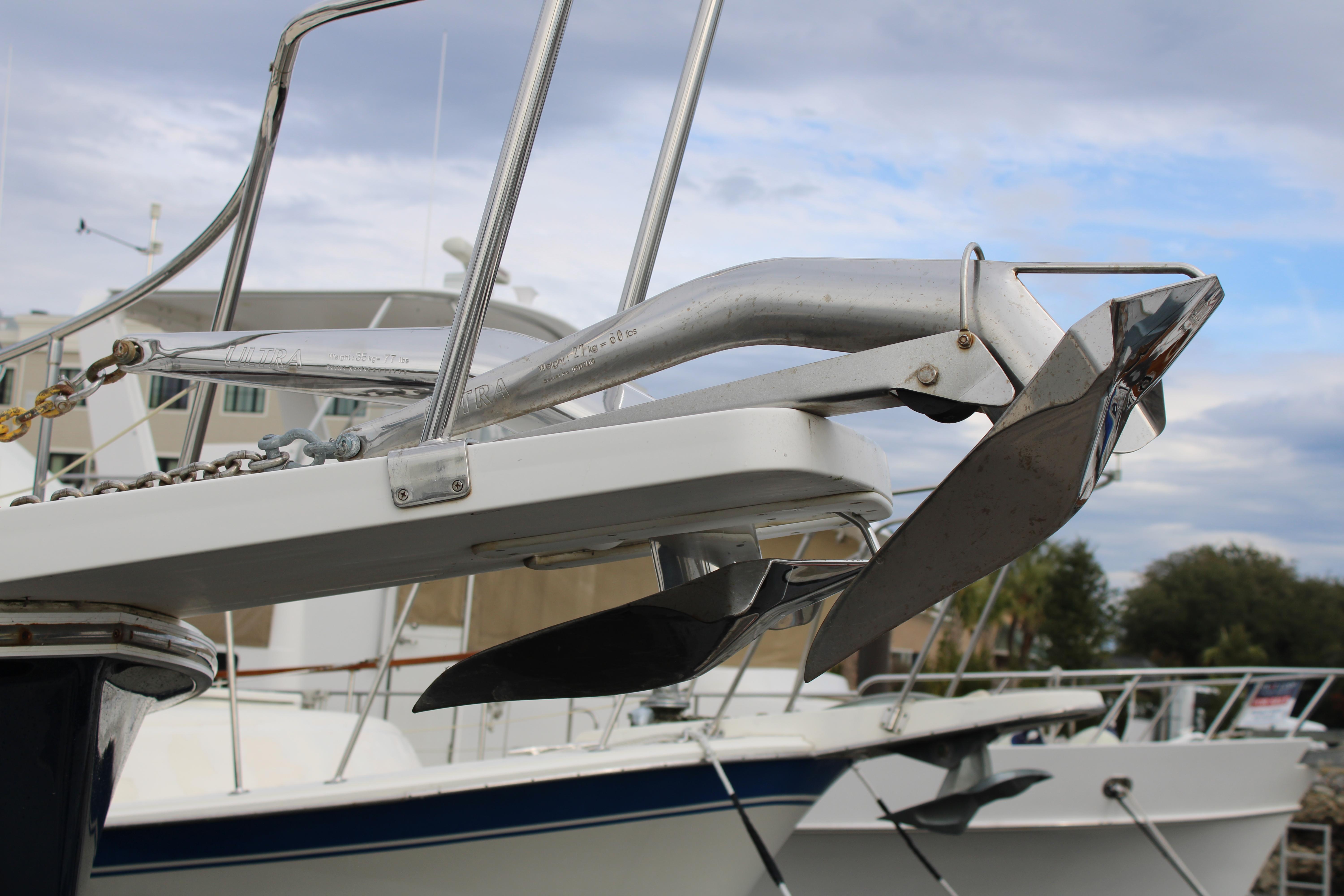 Close-up of an anchor on a 1996 Krogen Express 49'.