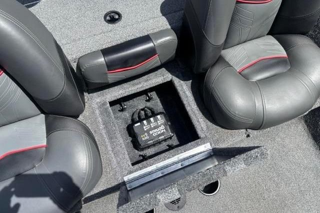 2023 Tracker Pro Team 190 TX Tournament Edition boat interior with battery compartment.