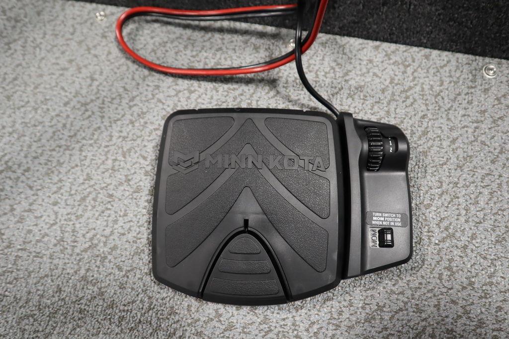 Minn Kota foot pedal on 2026 Lowe Fishing Machine 175 boat.