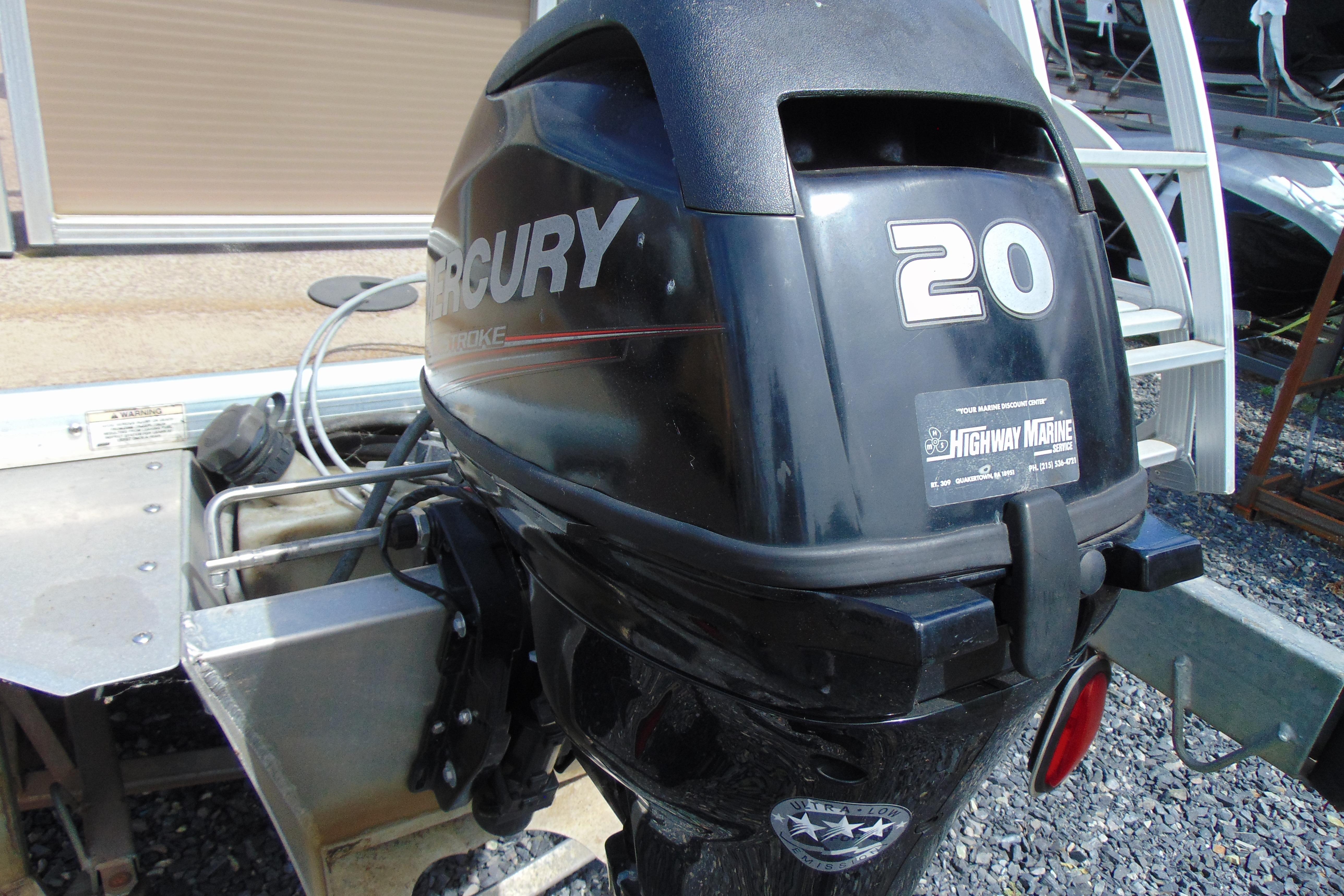 Mercury 20 horsepower outboard motor on 2016 Misty Harbor 245 Adventure CU boat.